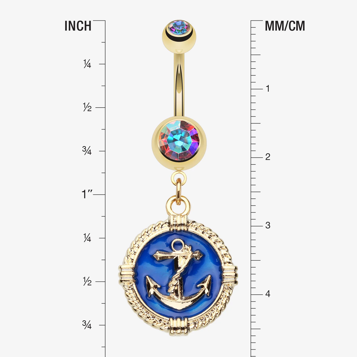Golden Marine Anchor Rivet Belly Button Ring - Image 2