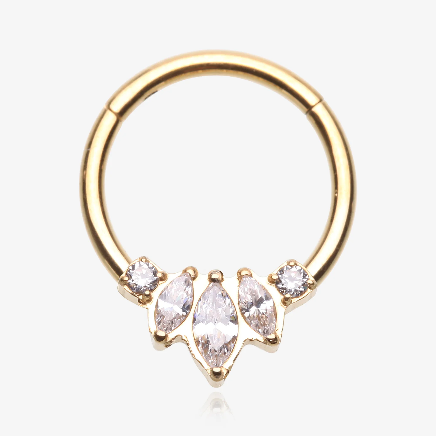 Golden Marquise Brilliance Multi-Gem Sparkle Seamless Clicker Hoop Ring