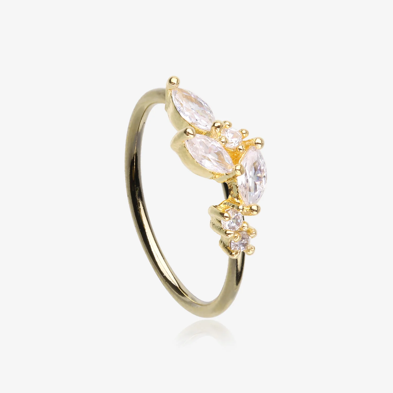 Golden Marquise Sparkle Leaflet Vine Multi-Gem Bendable Hoop Ring