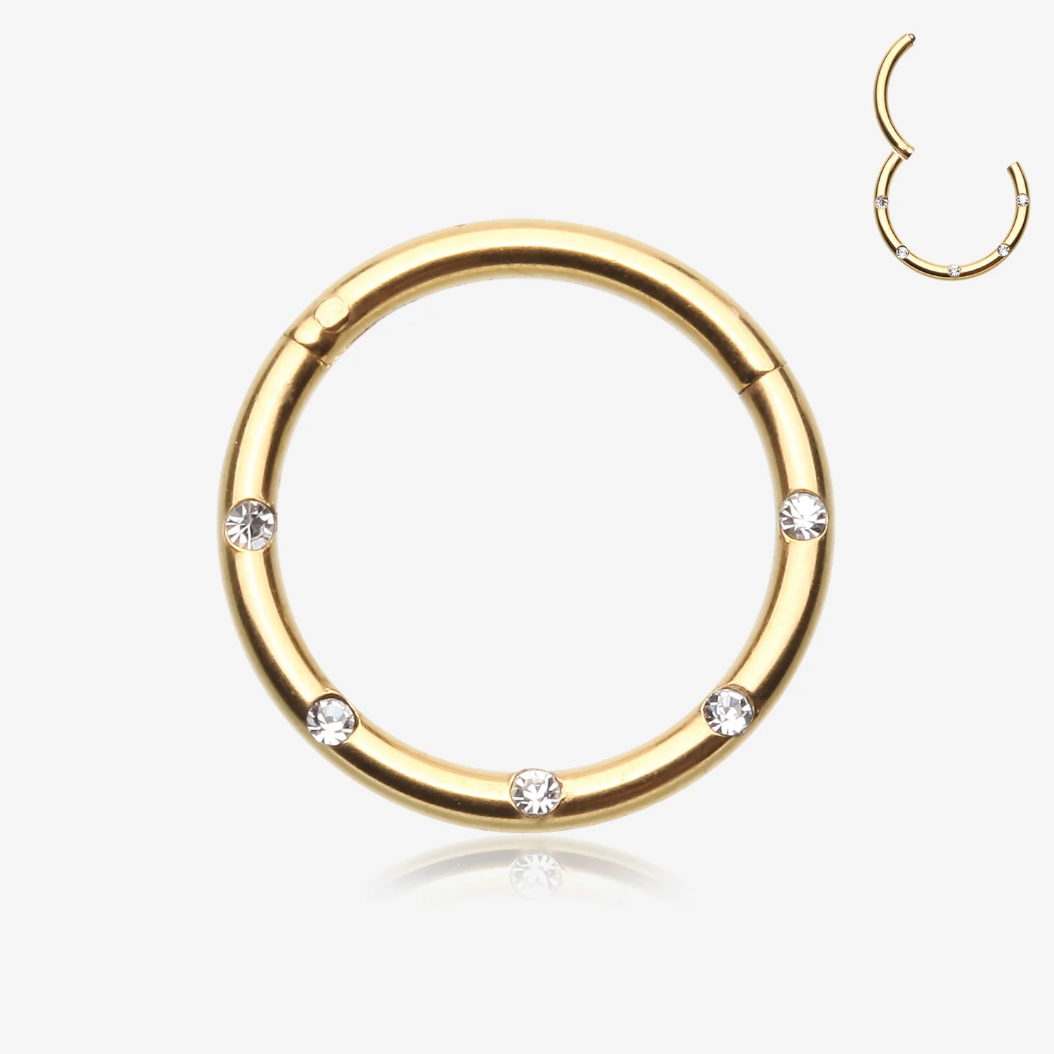 Golden Multi-Gem Seamless Clicker Hoop Ring