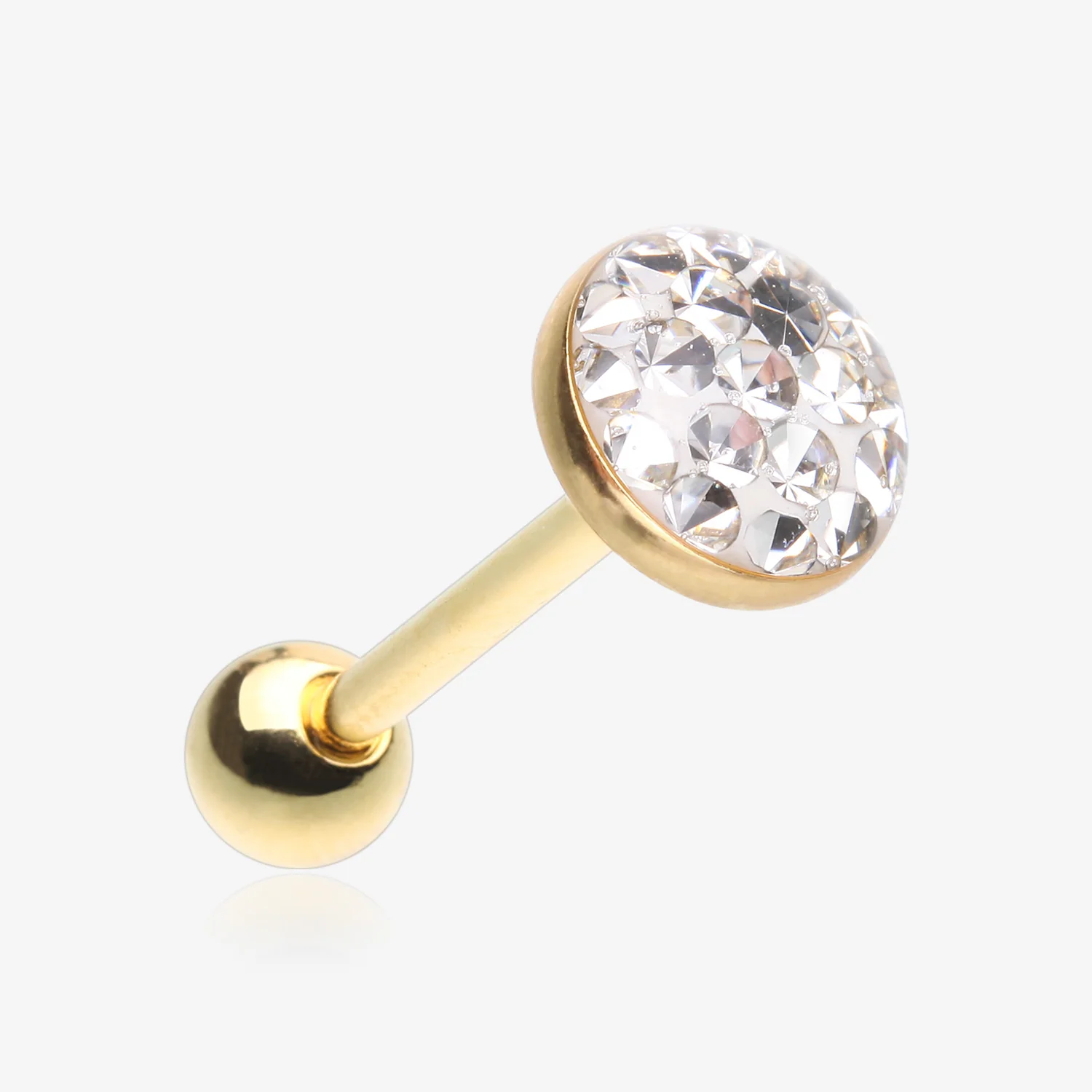 Golden Multi-Gem Sprinkle Dot Sparkle Barbell Tongue Ring