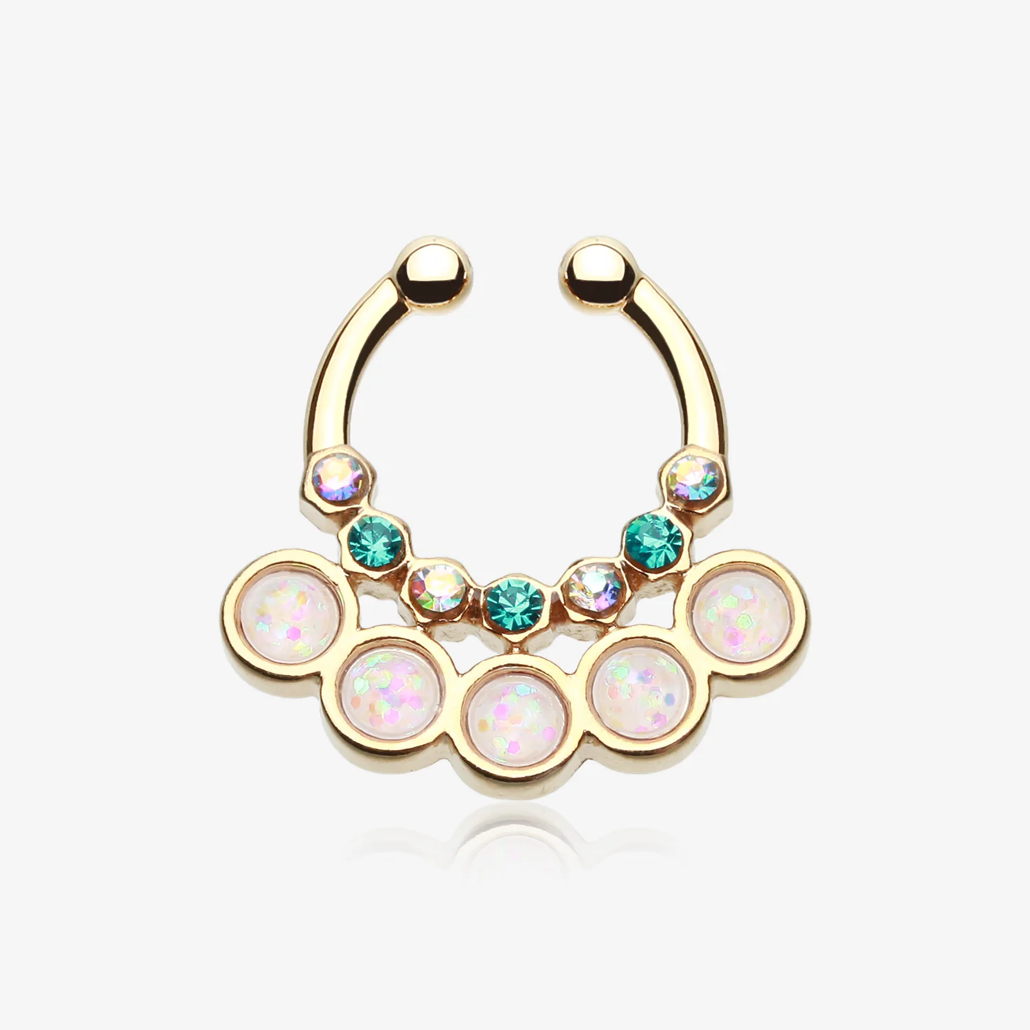 Golden Opal Aureole Gemina Fake Septum Clip-On Ring