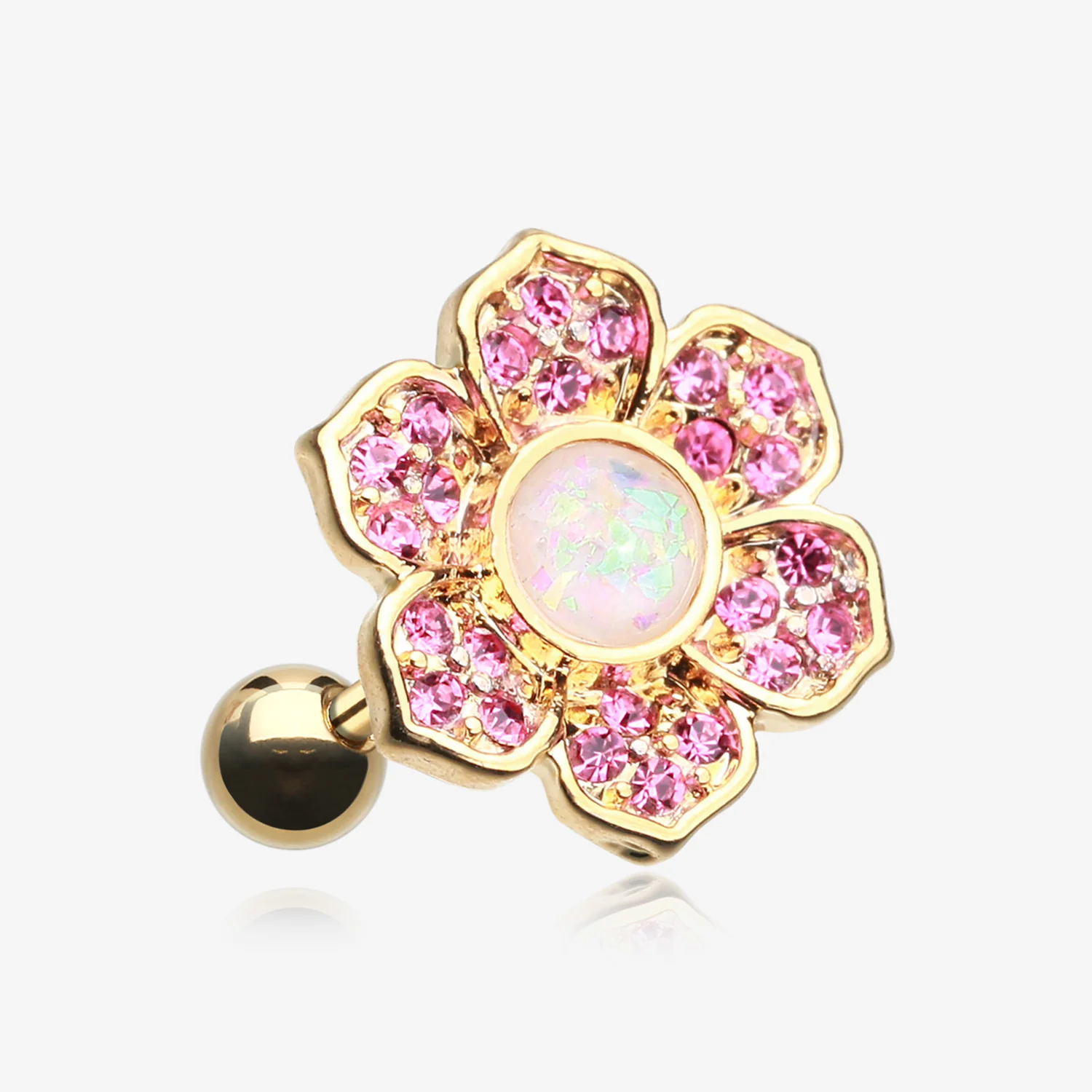 Golden Opal Avens Flower Cartilage Tragus Earring