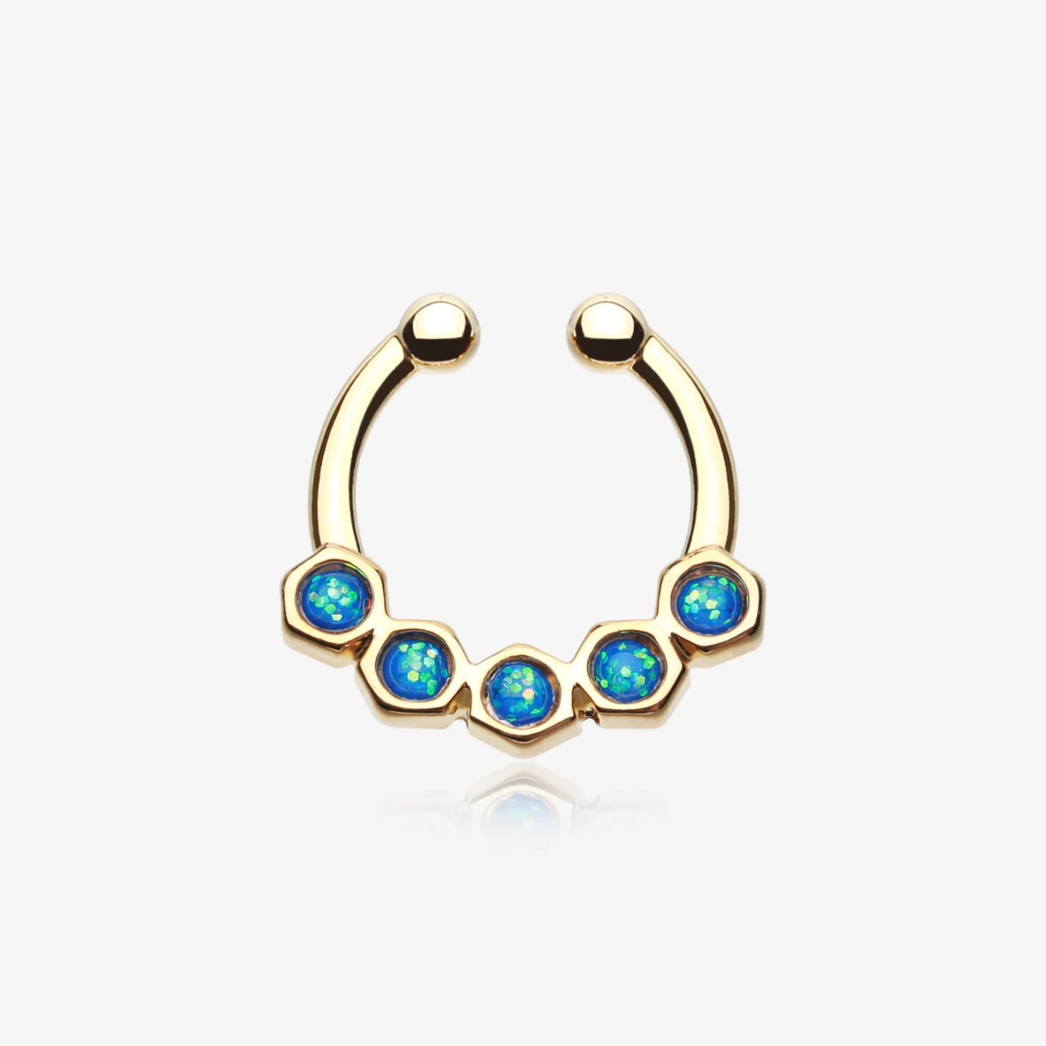 Golden Opal Hexa Gemina Fake Septum Clip-On Ring