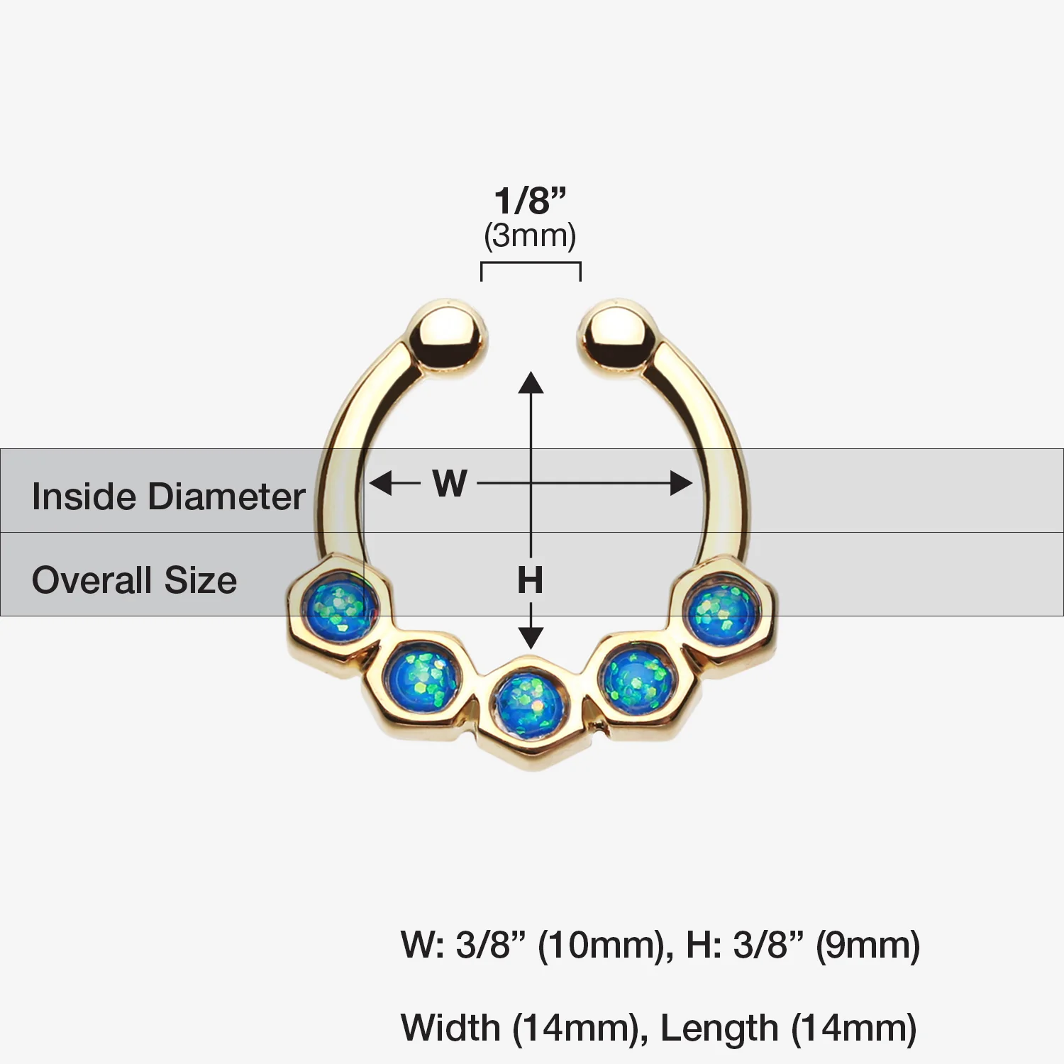 Golden Opal Hexa Gemina Fake Septum Clip-On Ring - Image 2