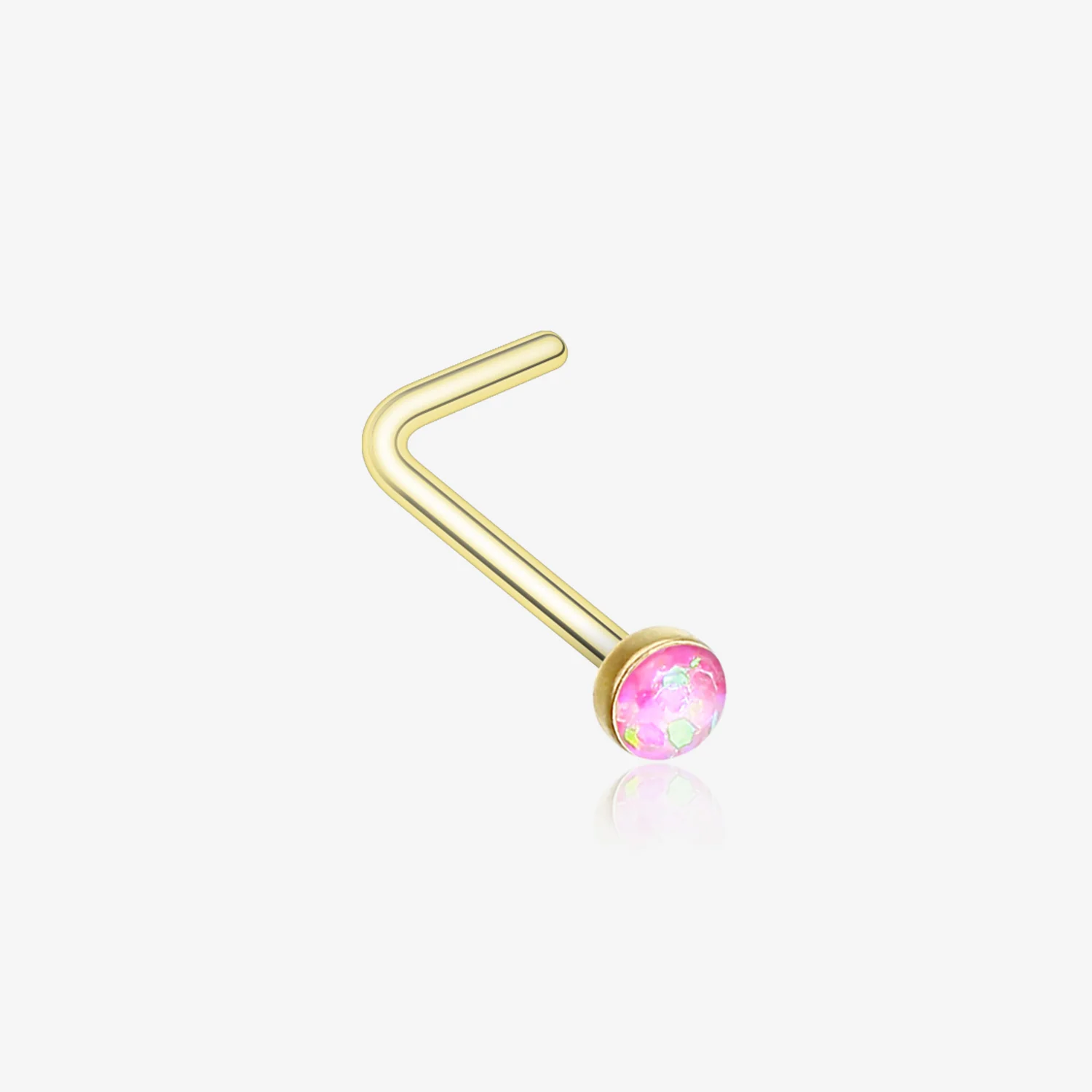 Golden Opal Sparkle L-Shaped Nose Ring