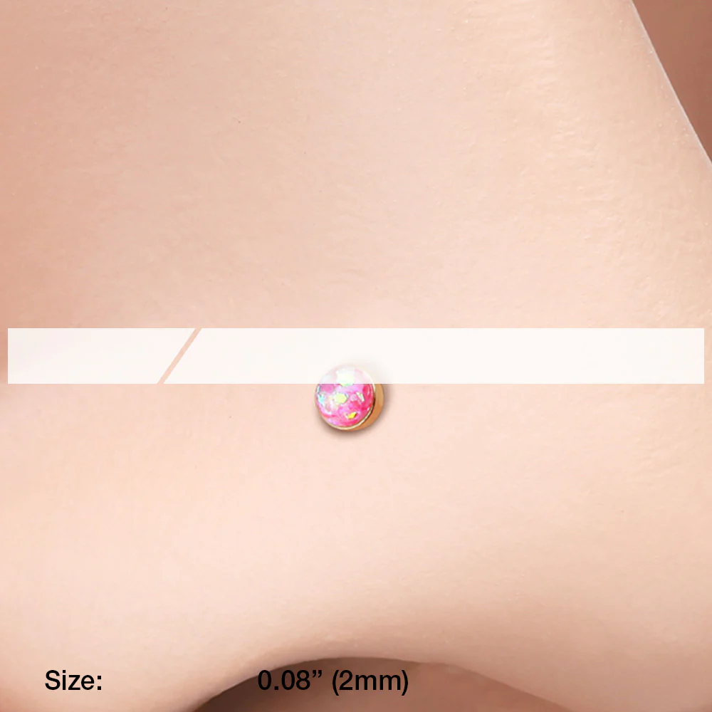 Golden Opal Sparkle L-Shaped Nose Ring - Image 3