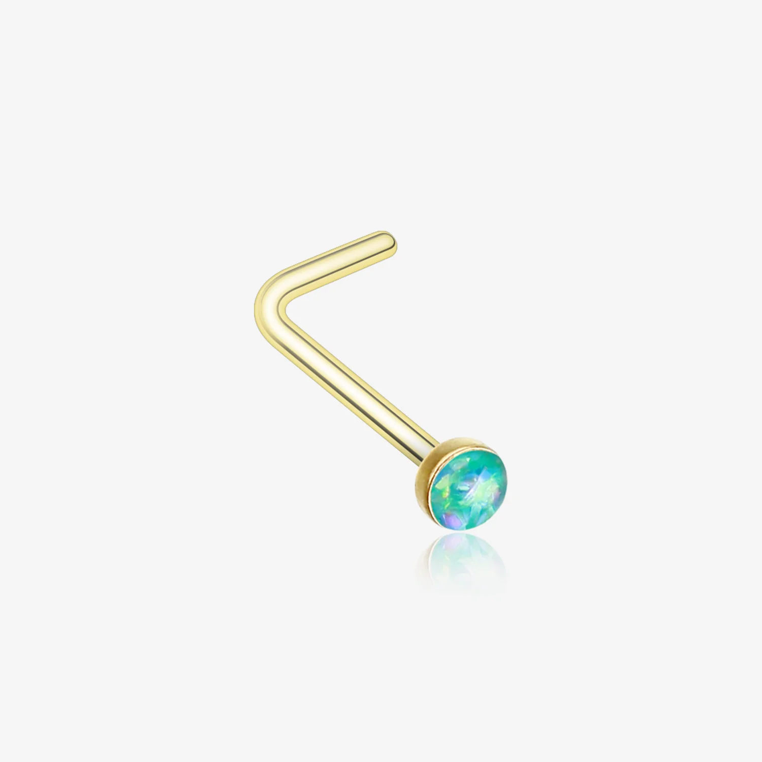 Golden Opal Sparkle L-Shaped Nose Ring
