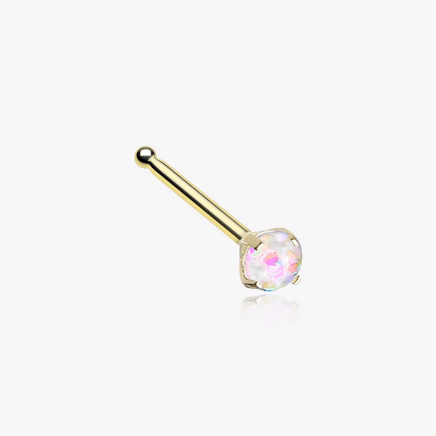 Golden Opal Sparkle Prong Set Nose Stud Ring