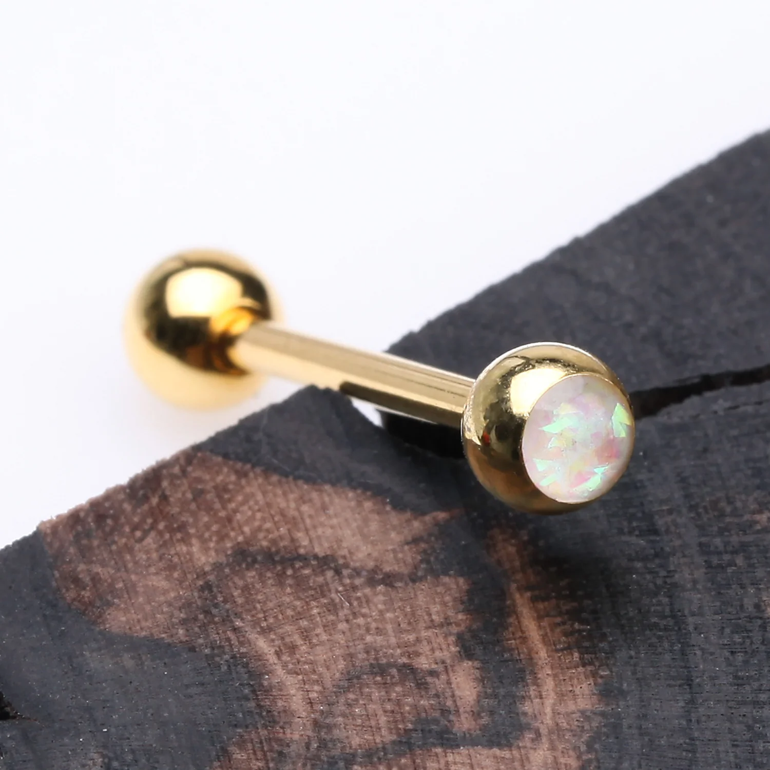 Golden Opalescent Basic Gem Ball Barbell - Image 2