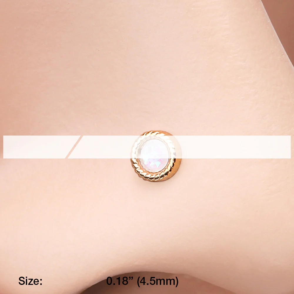 Golden Opalescent Sparkle Circle Nose Stud Ring - Image 3