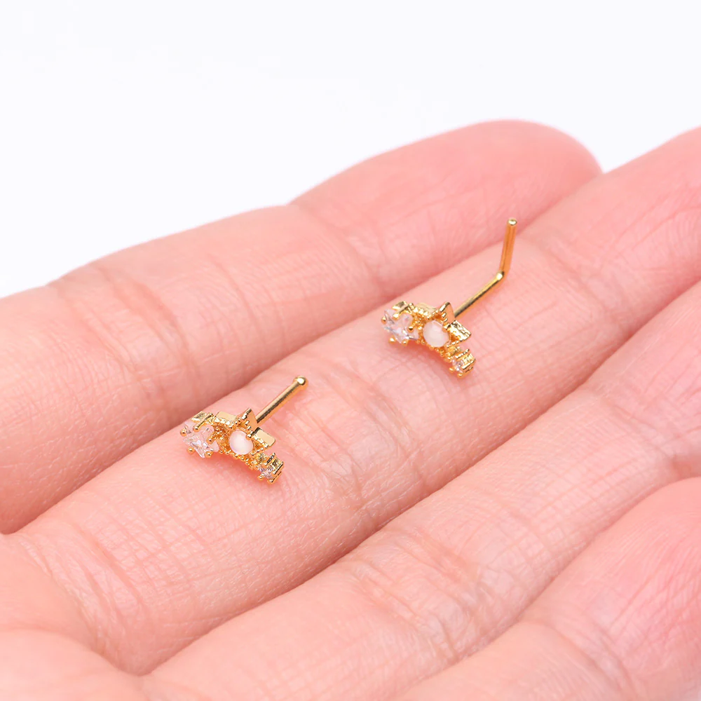 Golden Opalescent Star Sparkles Nose Stud Ring - Image 4