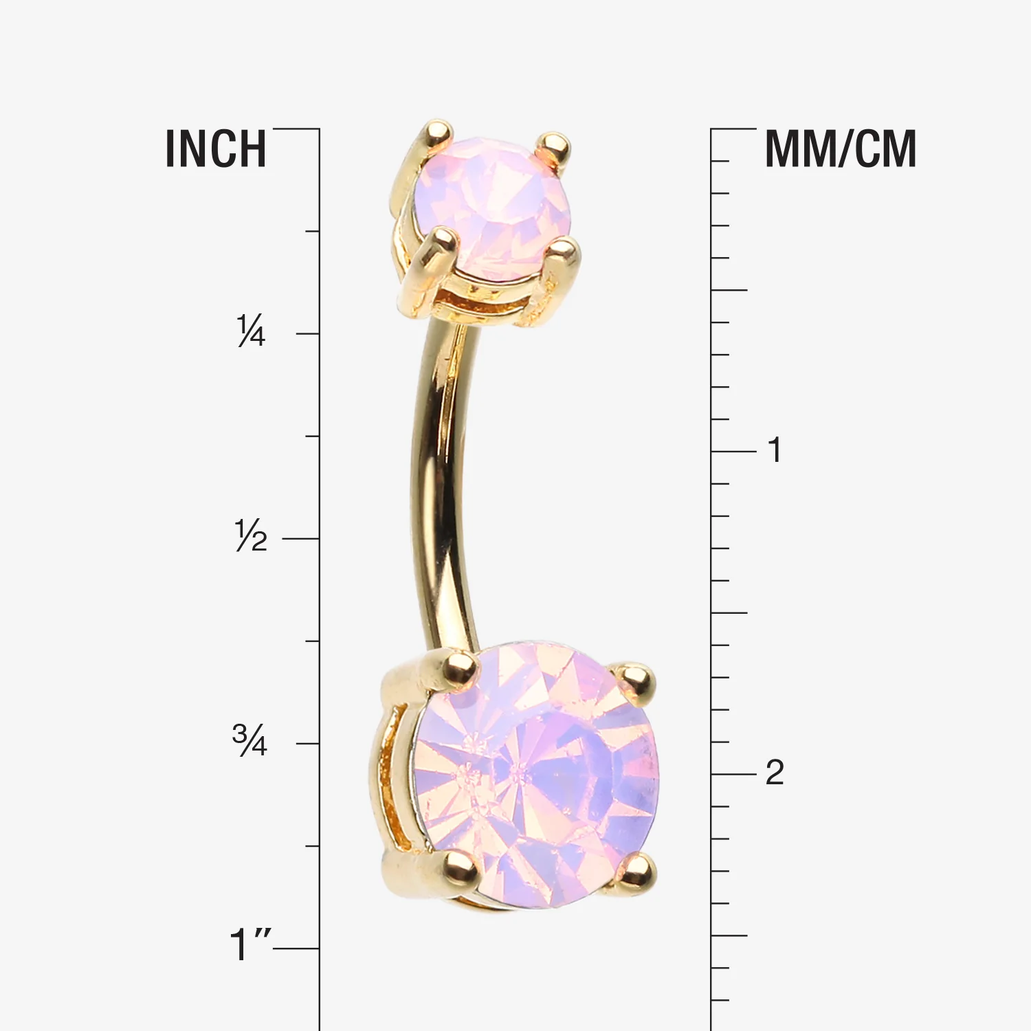 Golden Opalite Sparkle Prong Set Belly Button Ring - Image 2