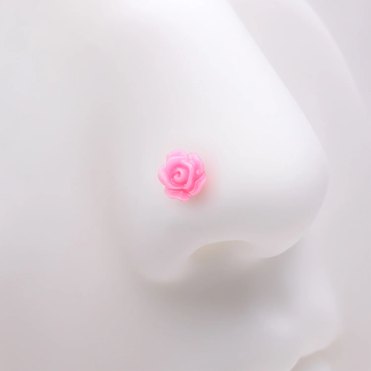 Golden Pink Blossom Rose Nose Stud Ring - Image 2