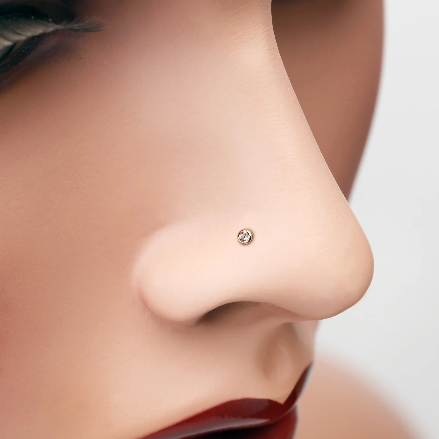 Golden Press Fit Gem Top Steel Nose Screw Ring - Image 2