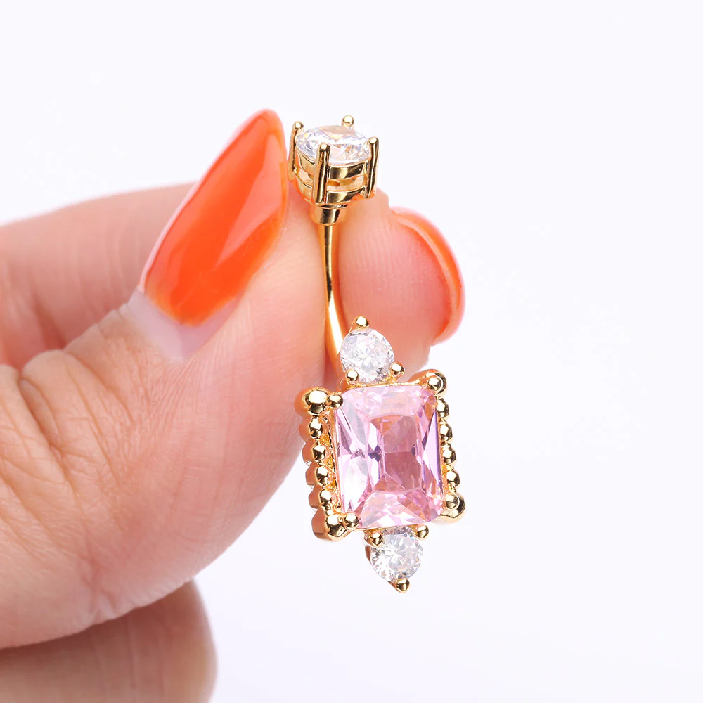 Golden Princess Sparkle Adornment Belly Button Ring - Image 4