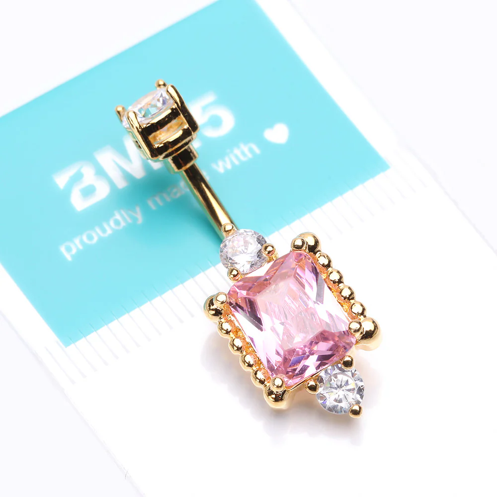 Golden Princess Sparkle Adornment Belly Button Ring - Image 5