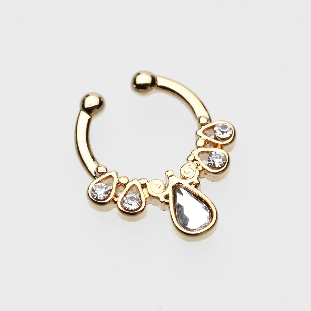 Golden Radiant Kao Fake Septum Clip-On Ring - Image 3