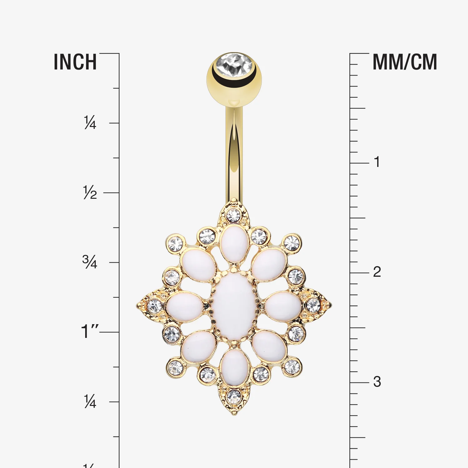 Golden Roesia Ornate Multi-Gem Belly Button Ring - Image 2
