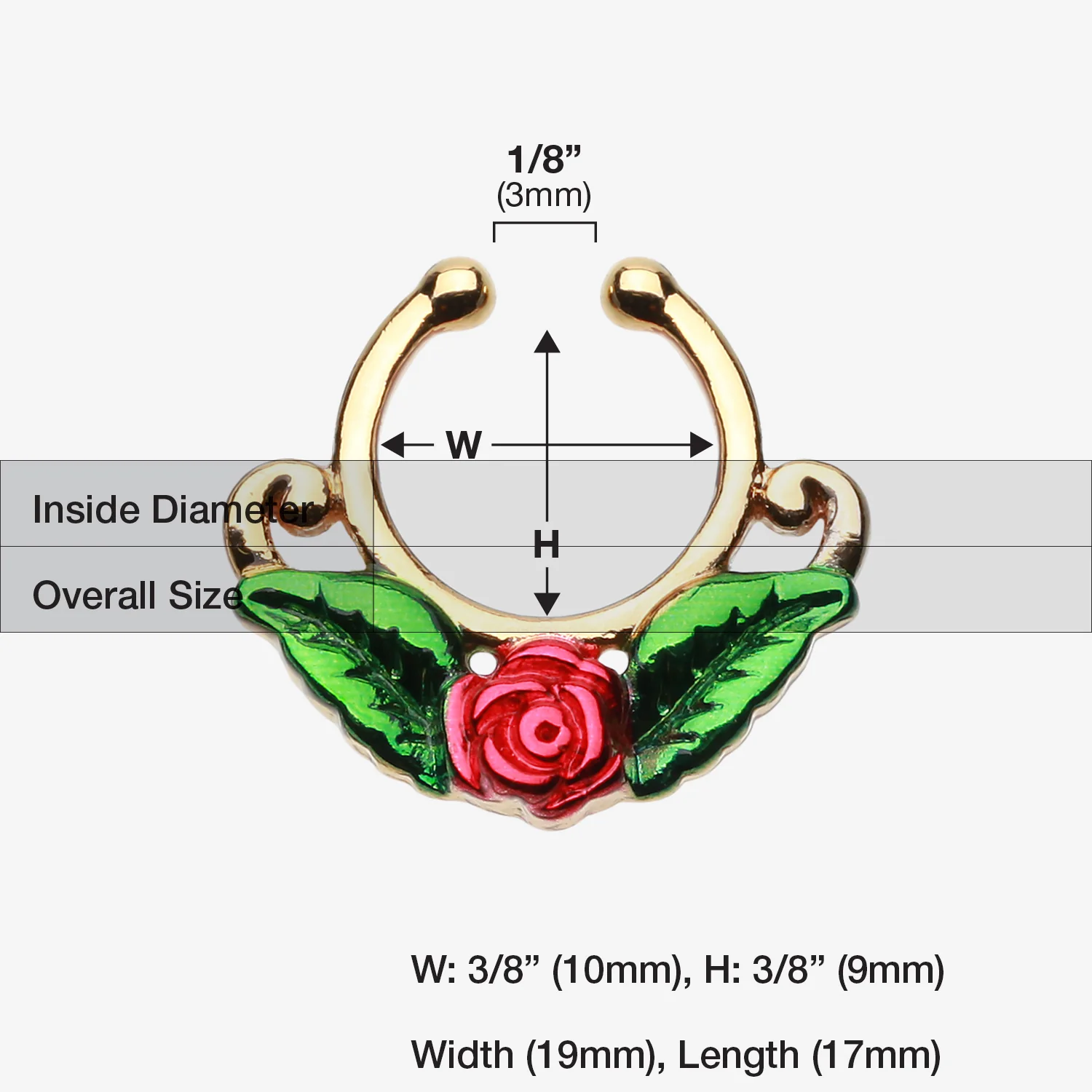 Golden Rose Blossom Filigree Fake Septum Clip-On Ring - Image 2