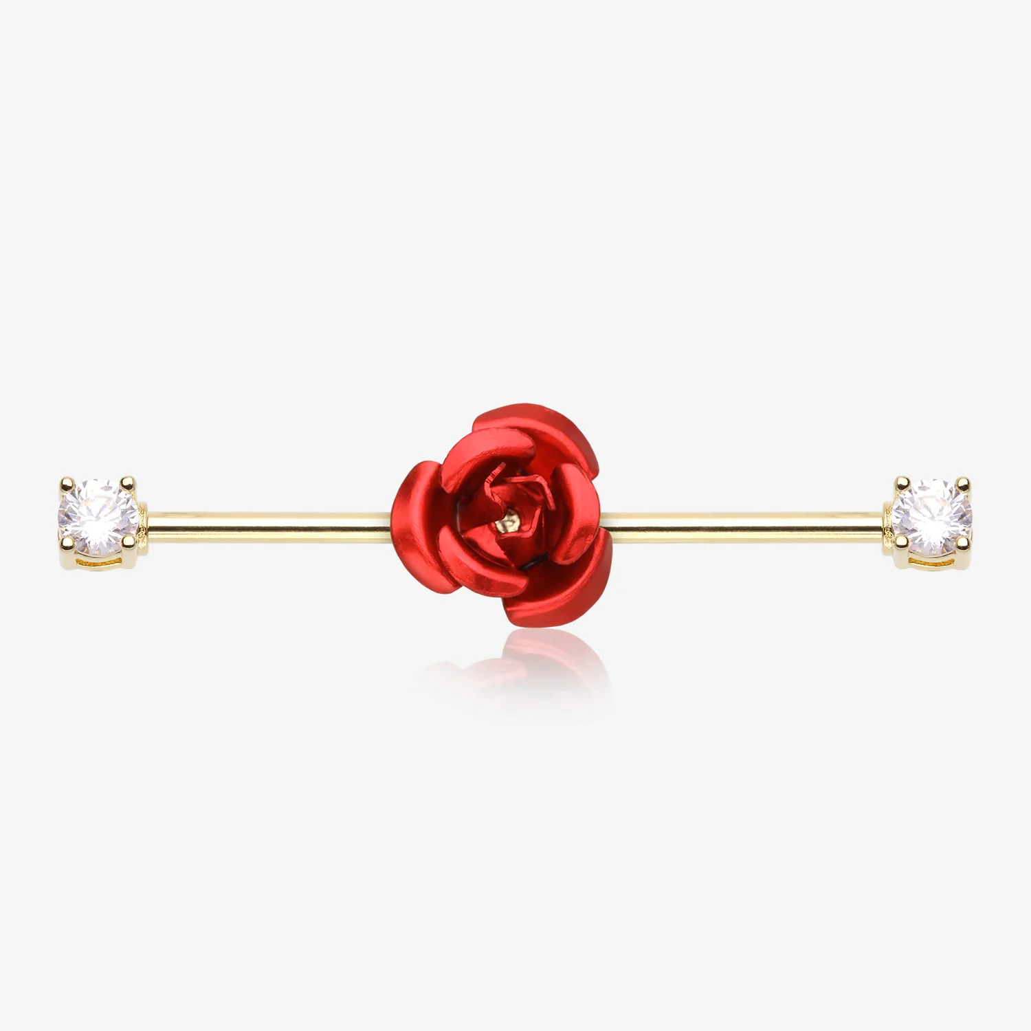Golden Rose Blossom Sparkle Ends Industrial Barbell