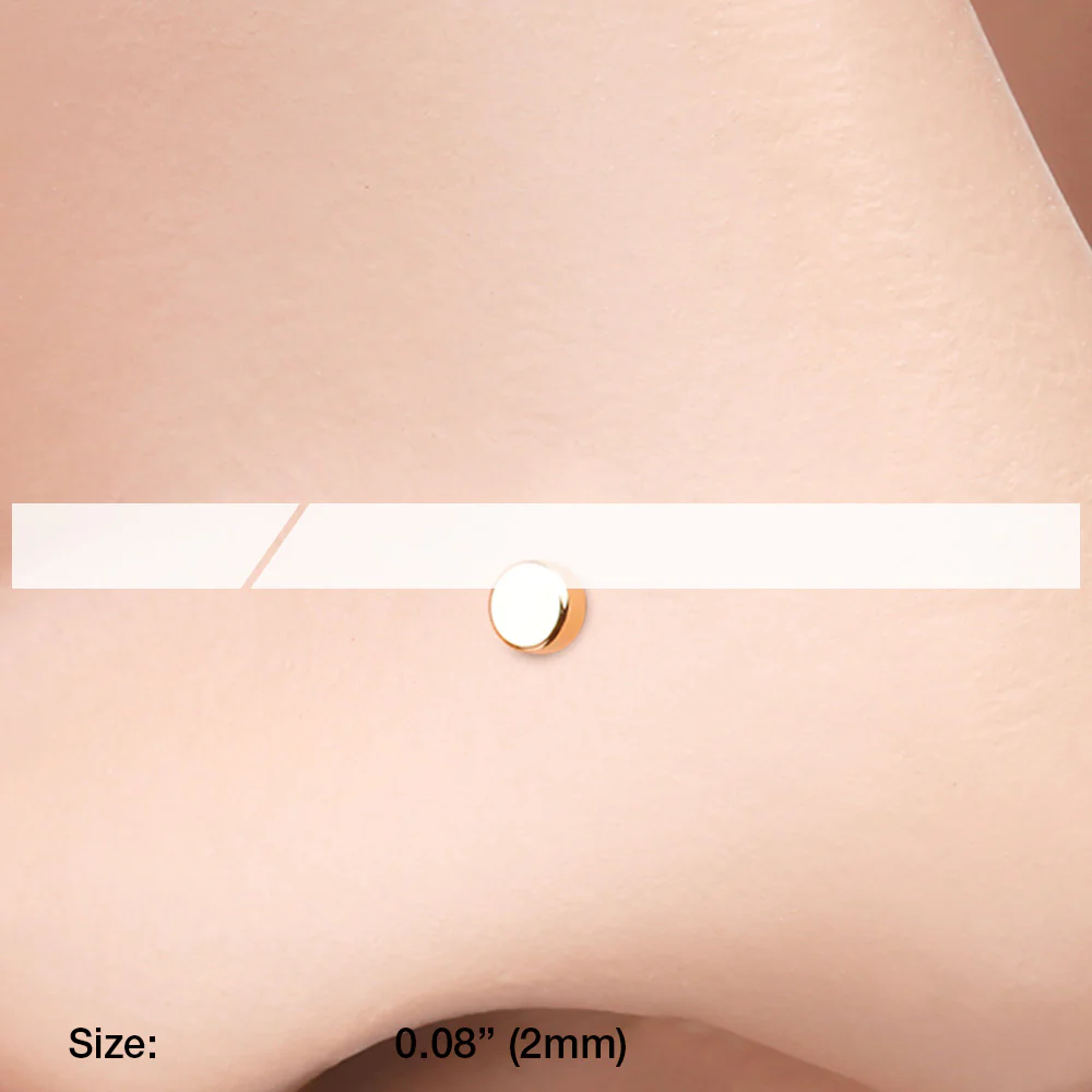 Golden Round Plate Basic Steel L-Shaped Nose Ring - Image 3