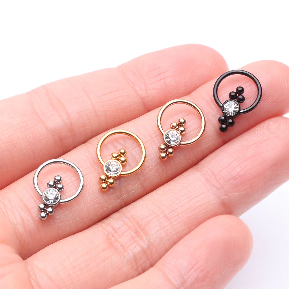 Golden Royal Bali Essence Beaded Steel Captive Bead Ring - Image 4