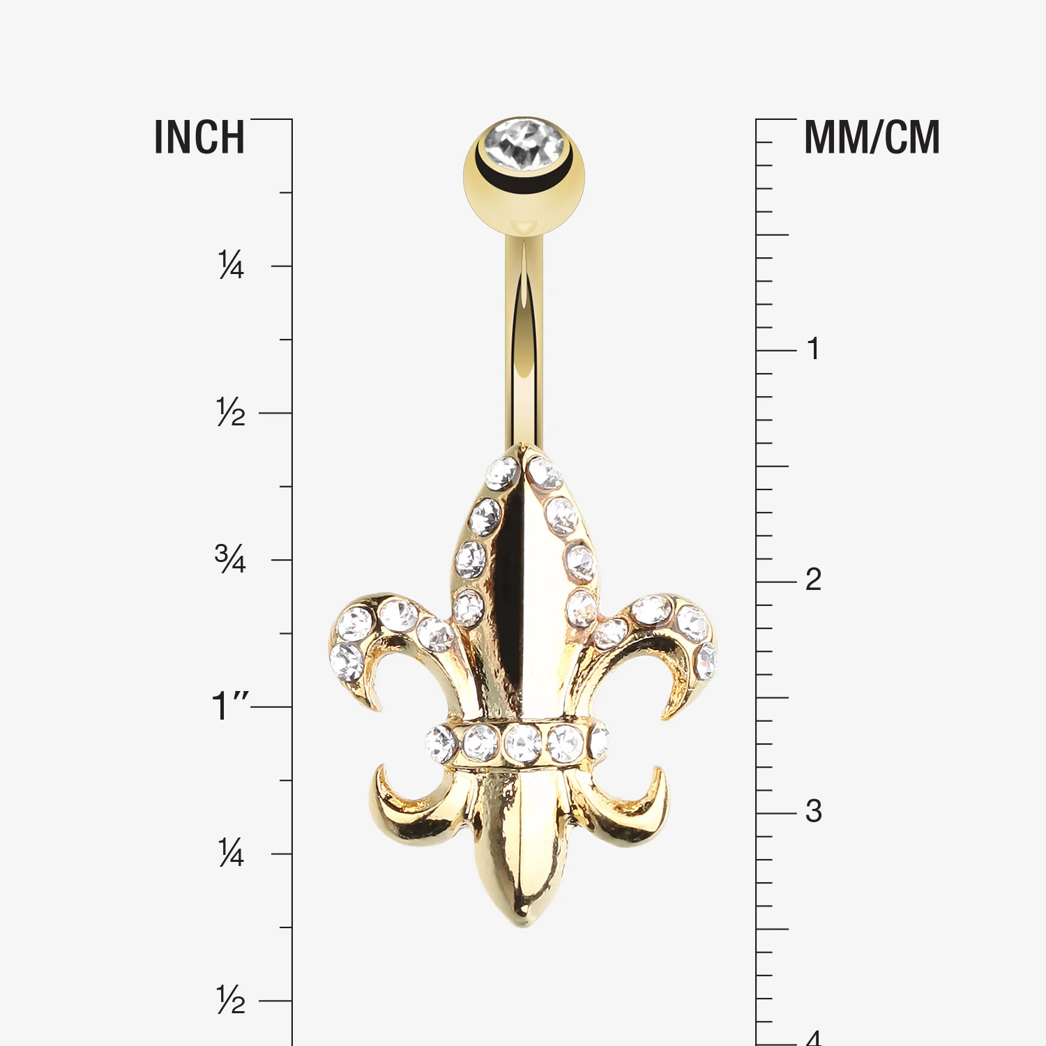 Golden Royal Fleur De Lis Belly Button Ring - Image 2