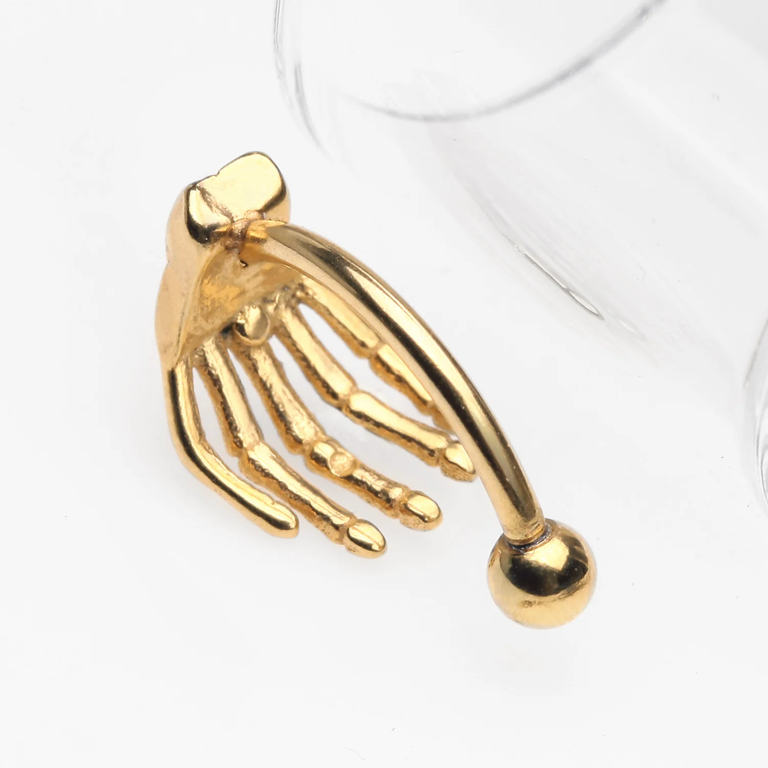 Golden Skeleton Hand of Death Curved Barbell - Image 2