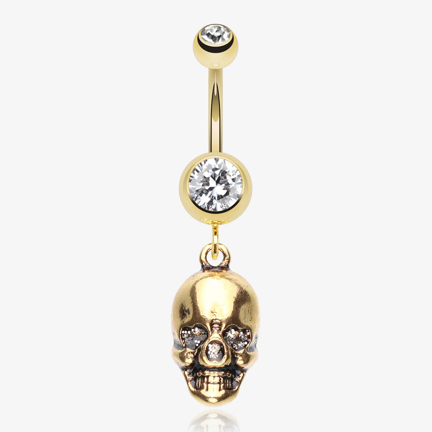 Golden Skull Amour Belly Button Ring