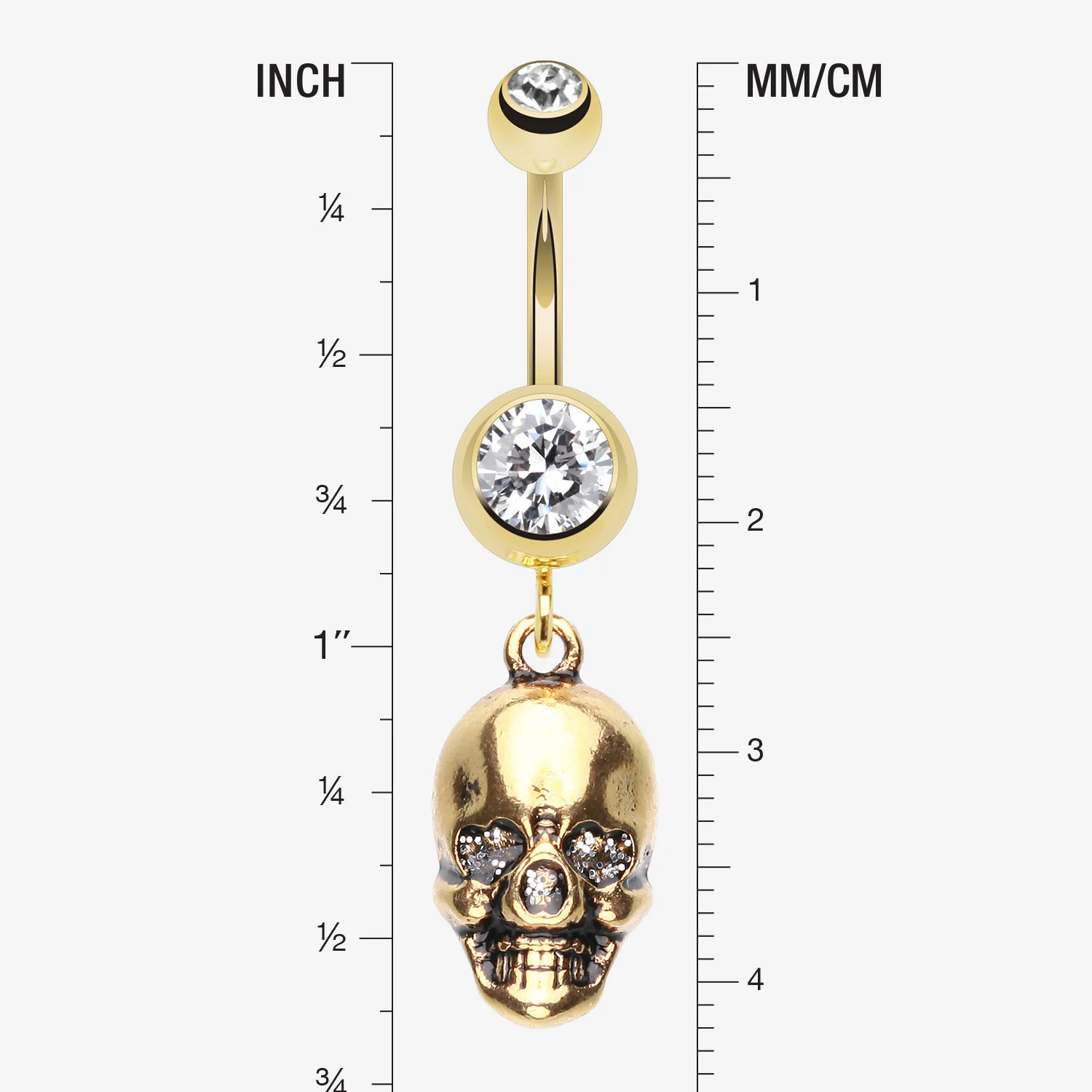 Golden Skull Amour Belly Button Ring - Image 2
