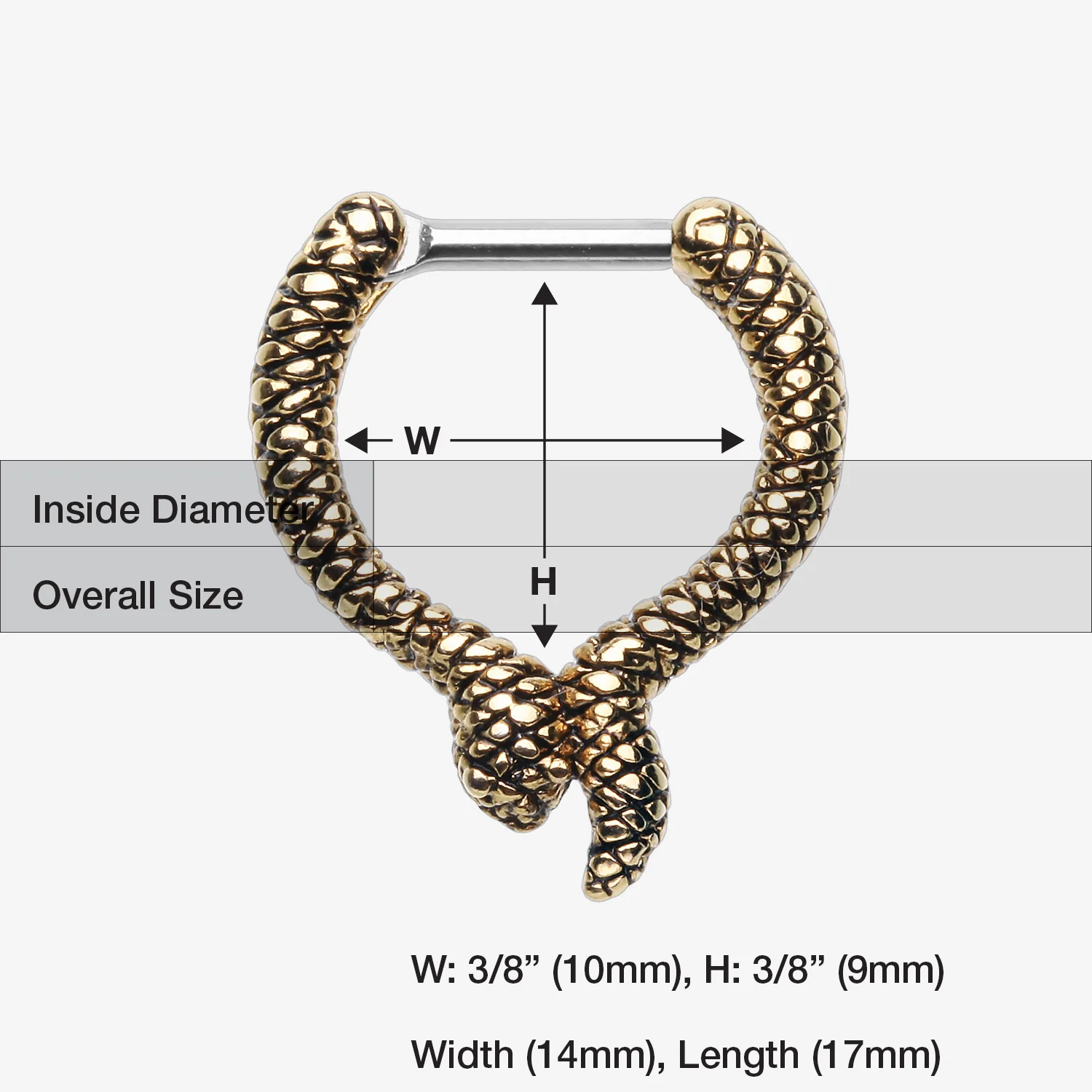 Golden Slithering Snake Septum Clicker - Image 2