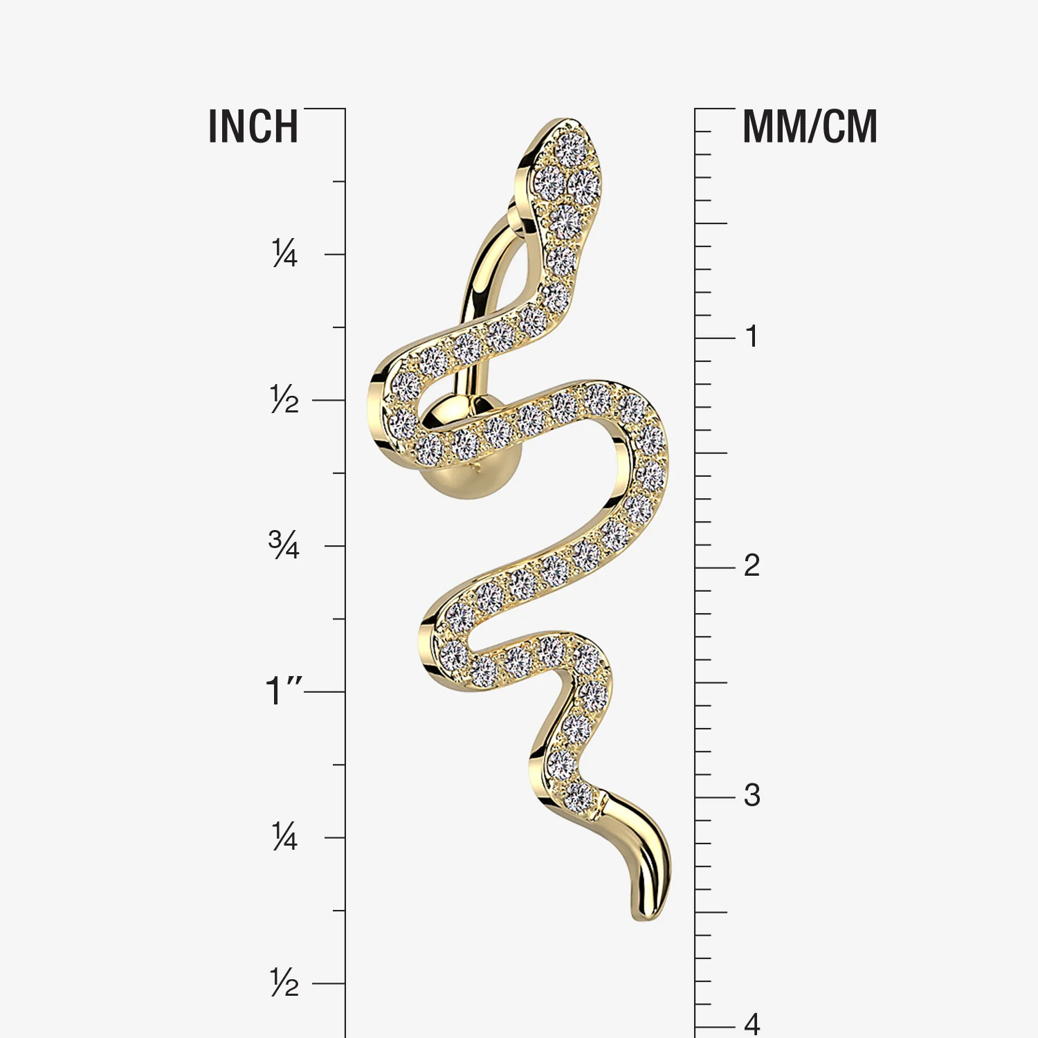 Golden Snake Sparkle Top Down Reverse Belly Button Ring - Image 2