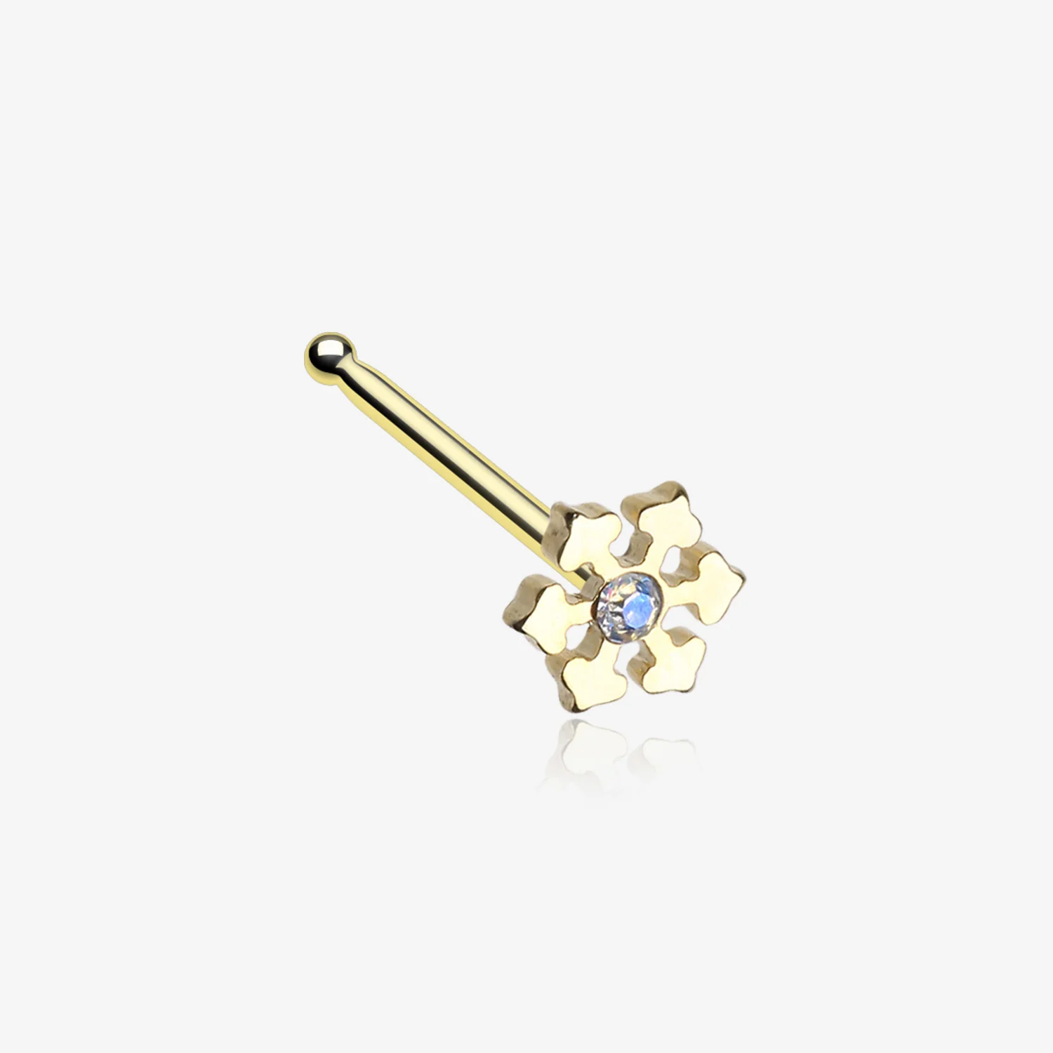 Golden Snowflake Sparkle Nose Stud Ring