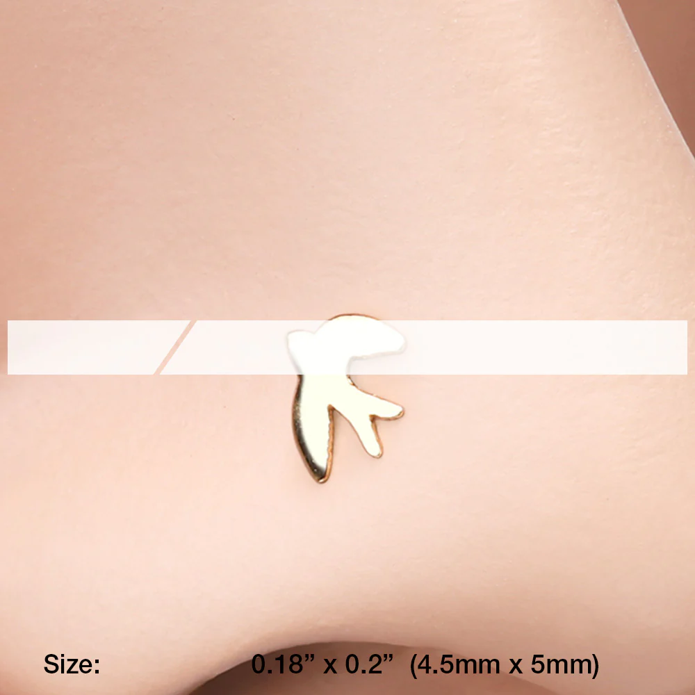 Golden Soaring Swallow L-Shaped Nose Ring - Image 3