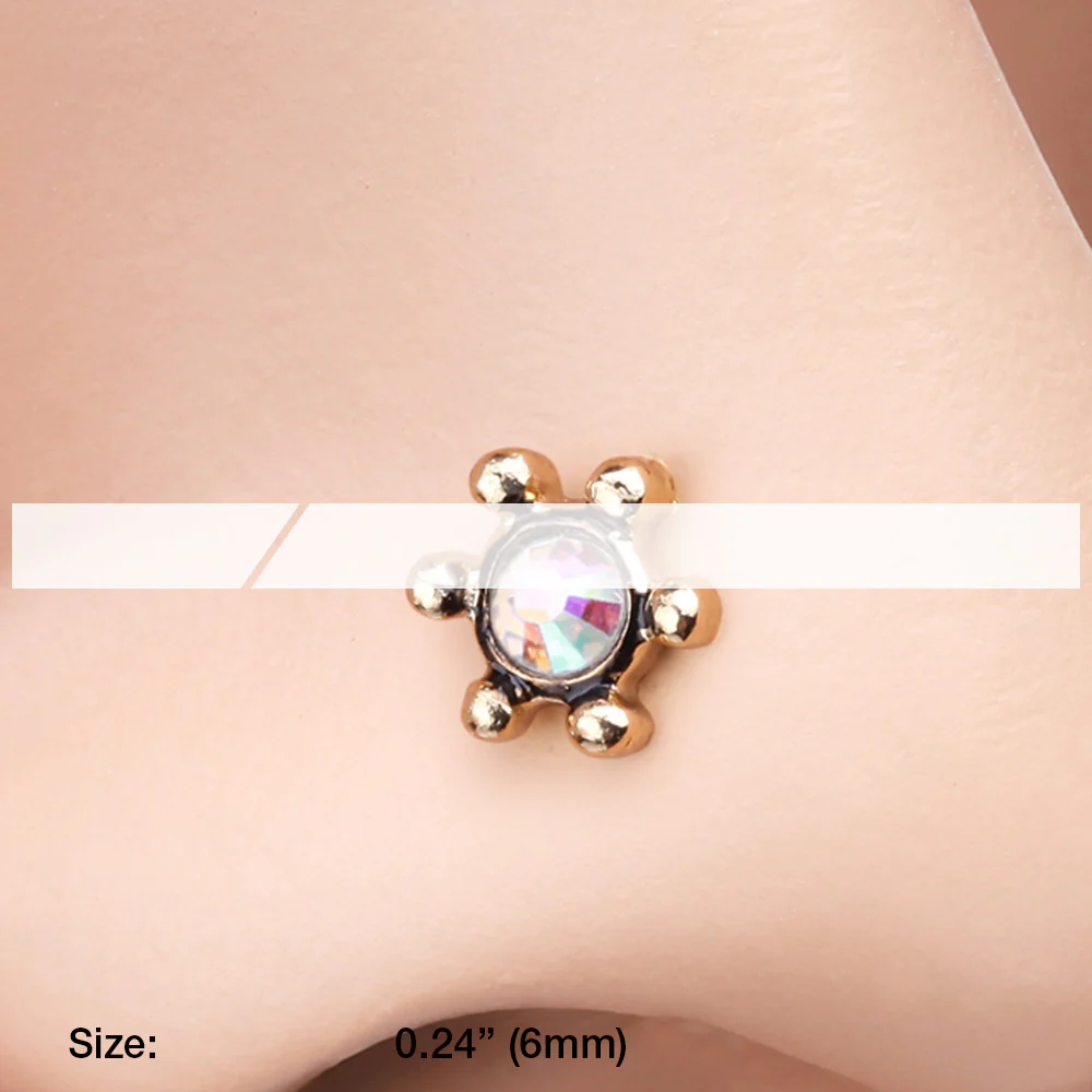Golden Solstice Sparkle Icon Nose Stud Ring - Image 3