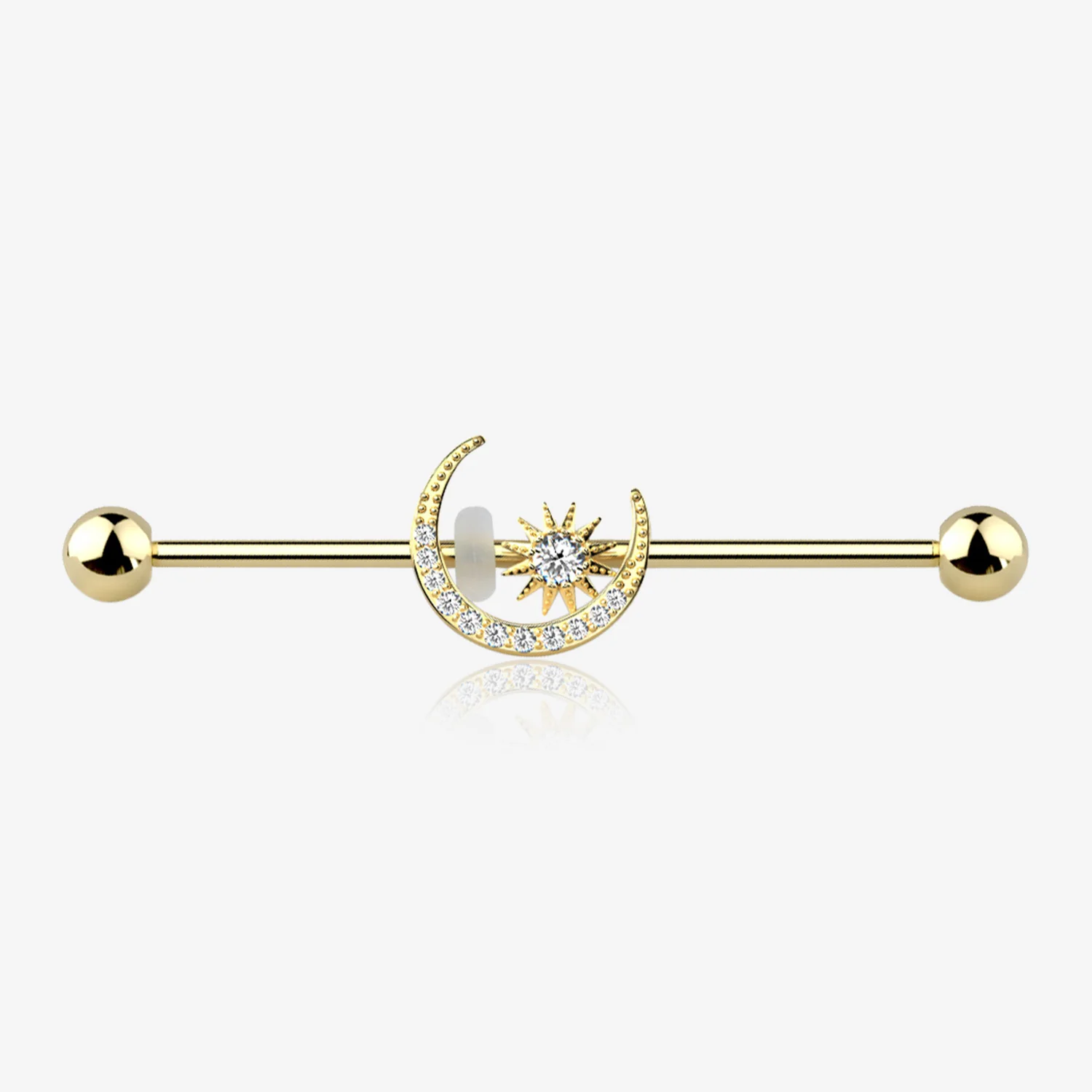 Golden Sparkle Moon and Starburst Industrial Barbell