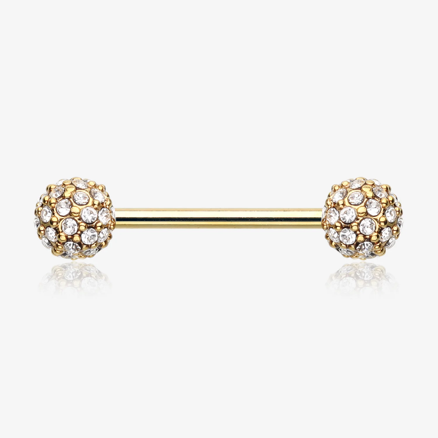 A Pair of Golden Sparkle Multi-Gem Paved Nipple Barbell Ring