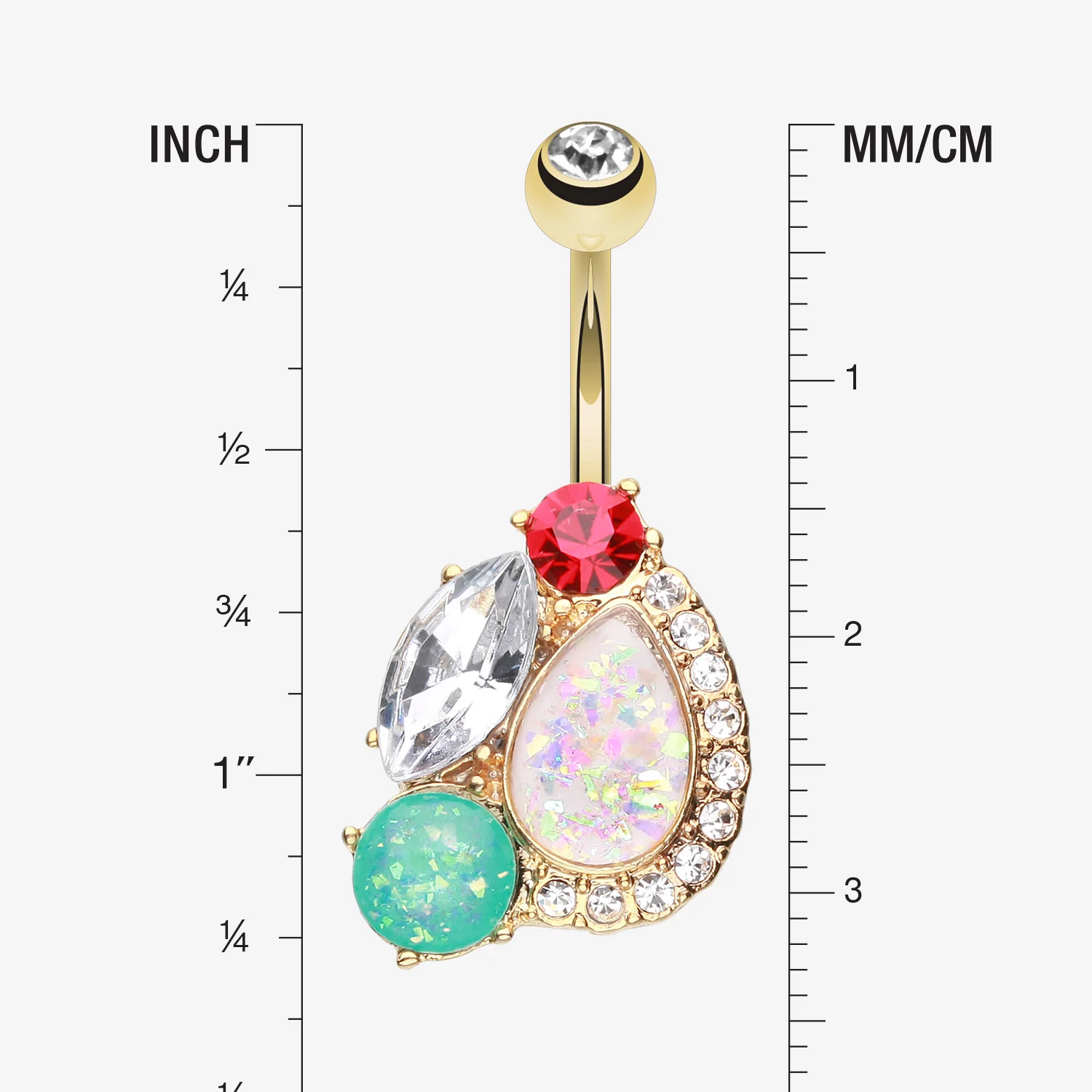 Golden Sparkle Opal Medley Belly Button Ring - Image 2