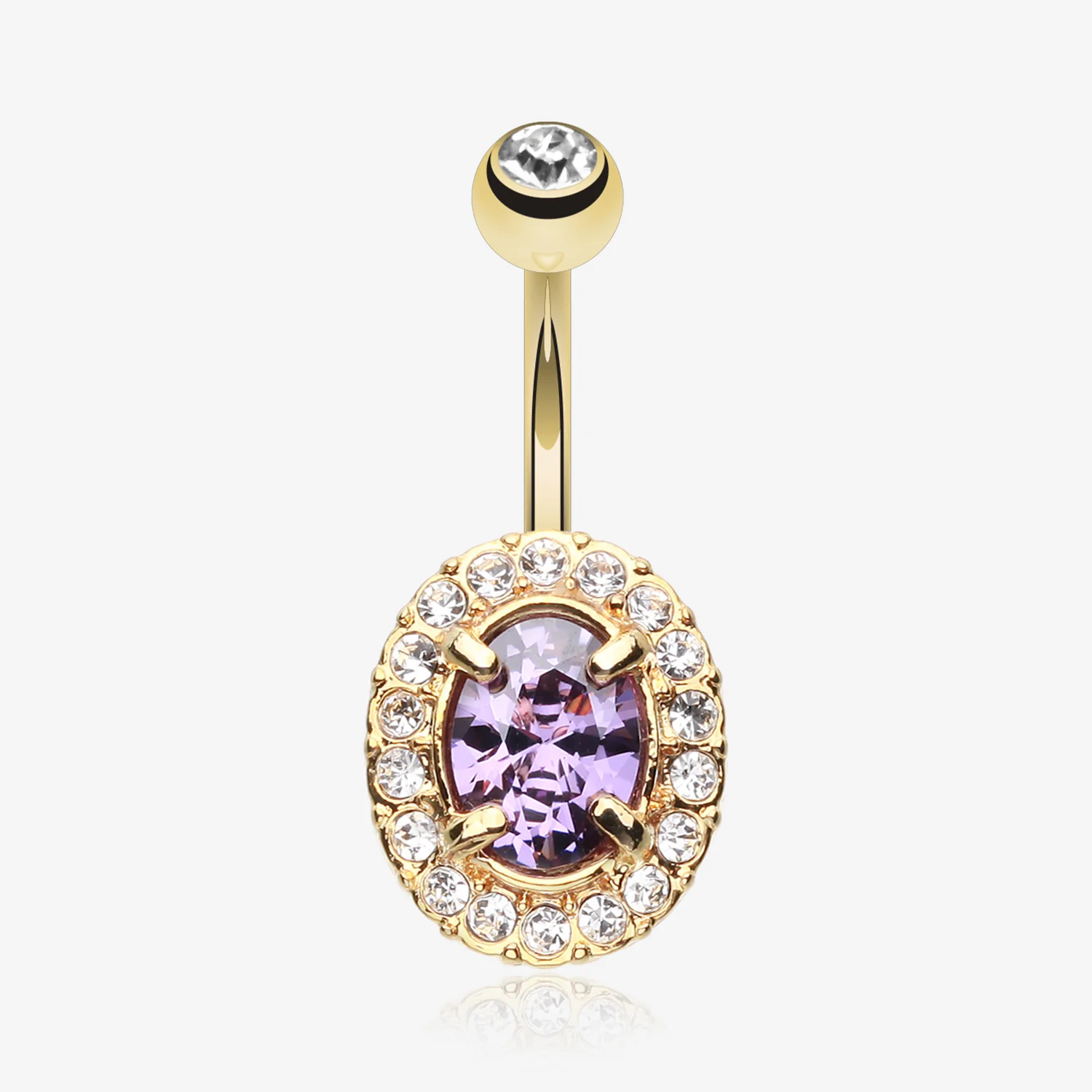 Golden Sparkle Prong Gem Belly Button Ring