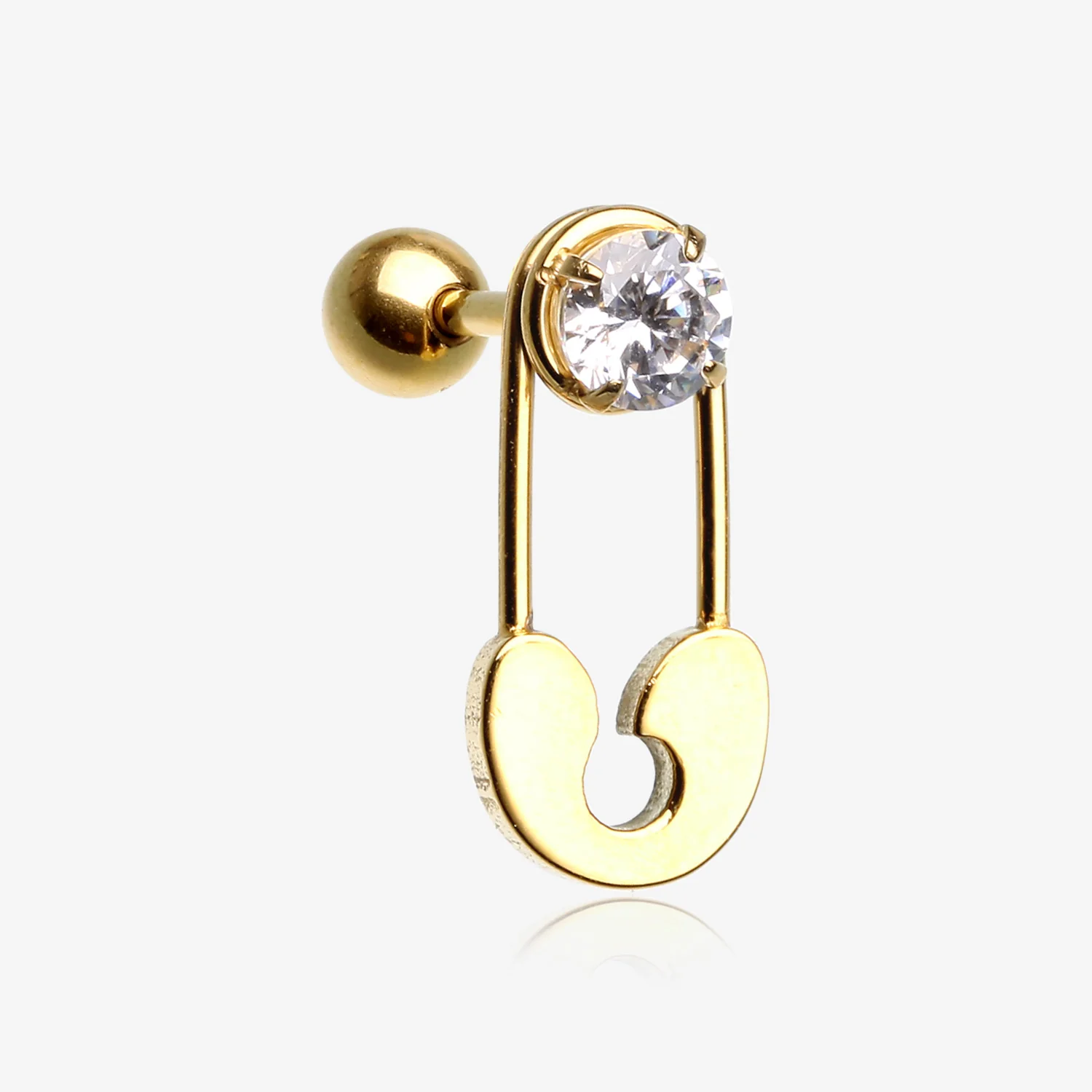 Golden Sparkle Safety Pin Cartilage Tragus Barbell