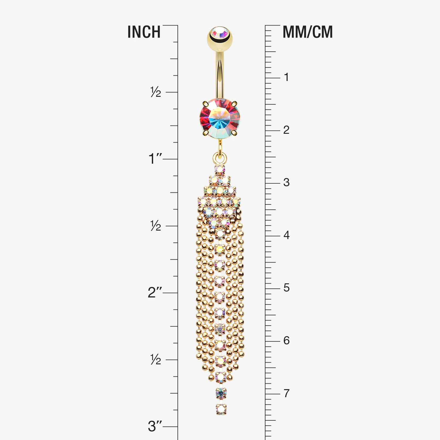 Golden Sparkle Showers Belly Button Ring - Image 2