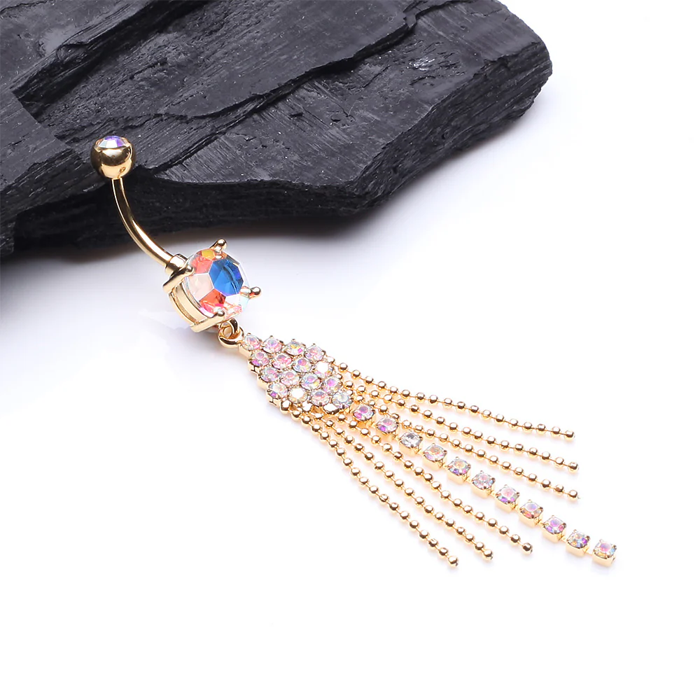 Golden Sparkle Showers Belly Button Ring - Image 3