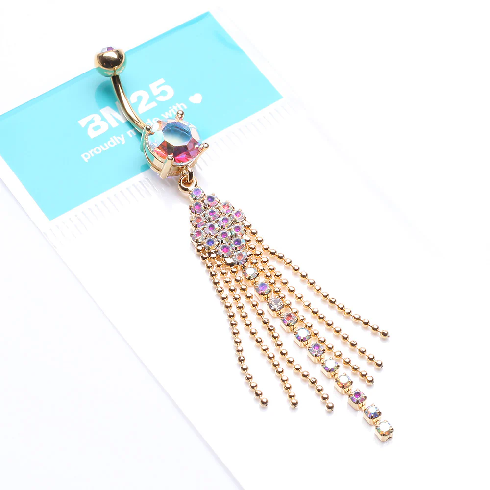Golden Sparkle Showers Belly Button Ring - Image 5