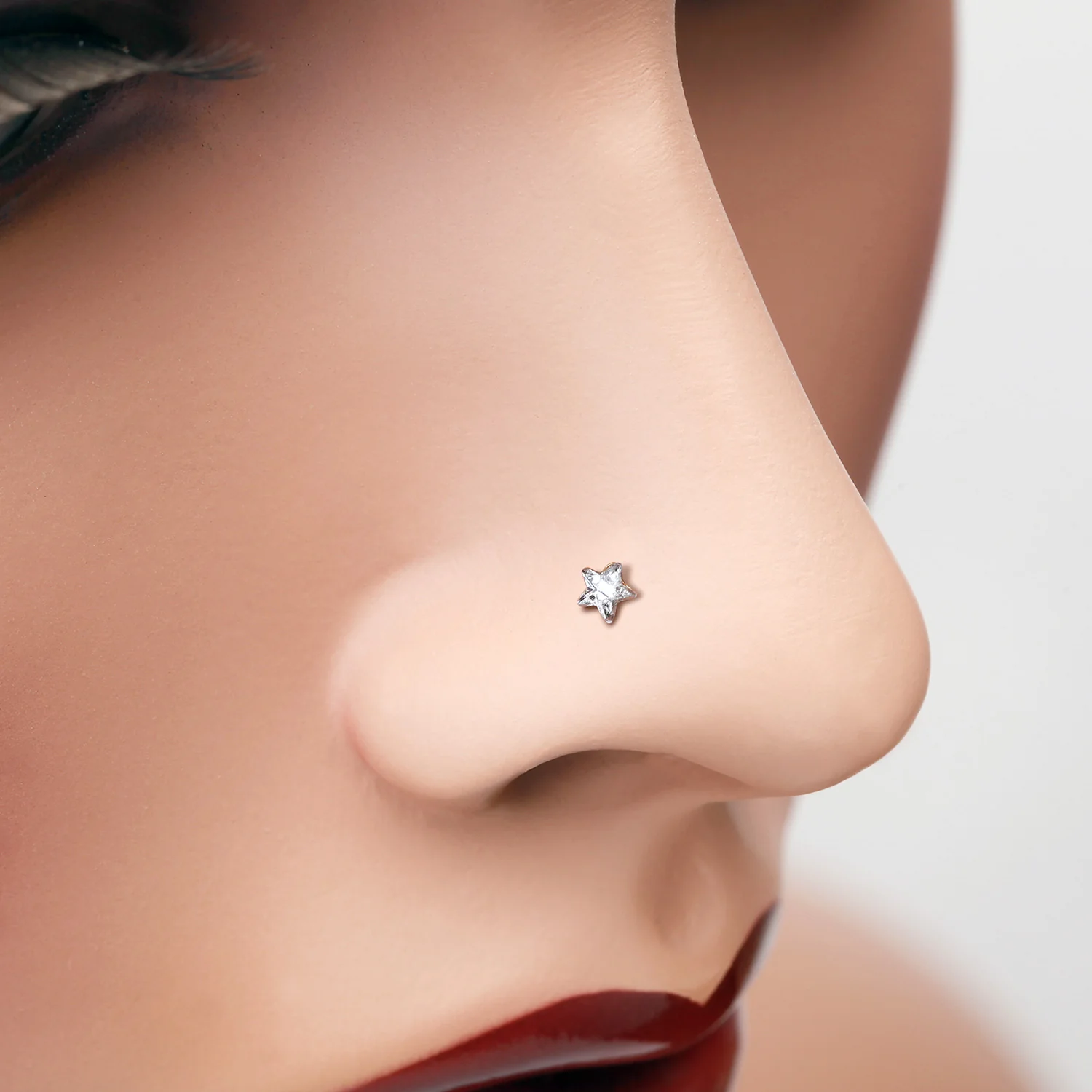 Golden Star Sparkle L-Shaped Nose Ring - Image 2