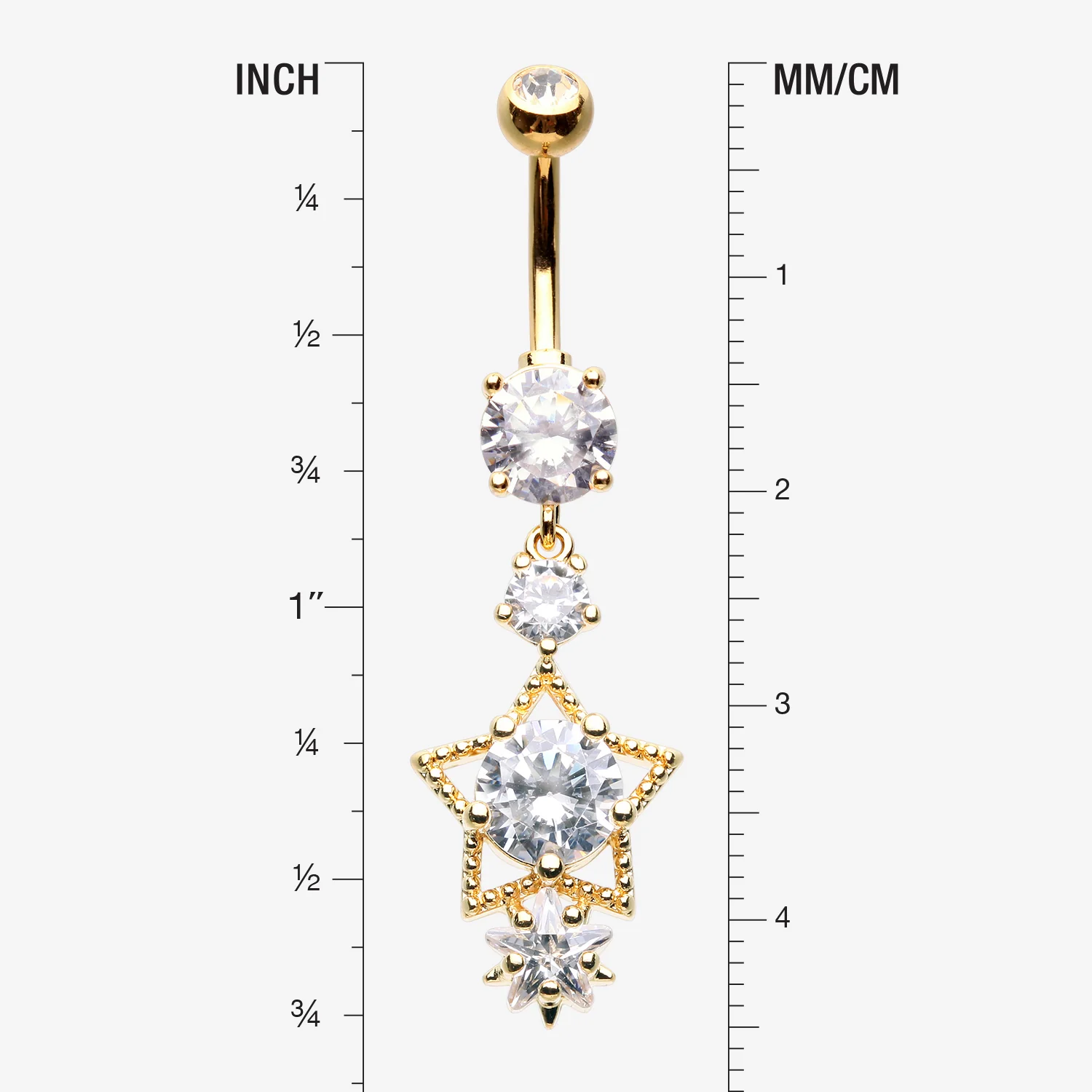 Golden Star Sparkle Shine Belly Button Ring - Image 2