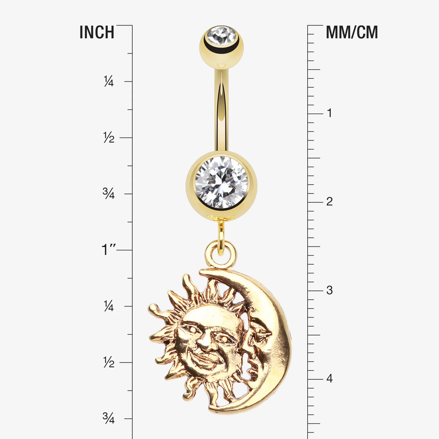 Golden Sun & Moon Union of Opposites Belly Button Ring - Image 2