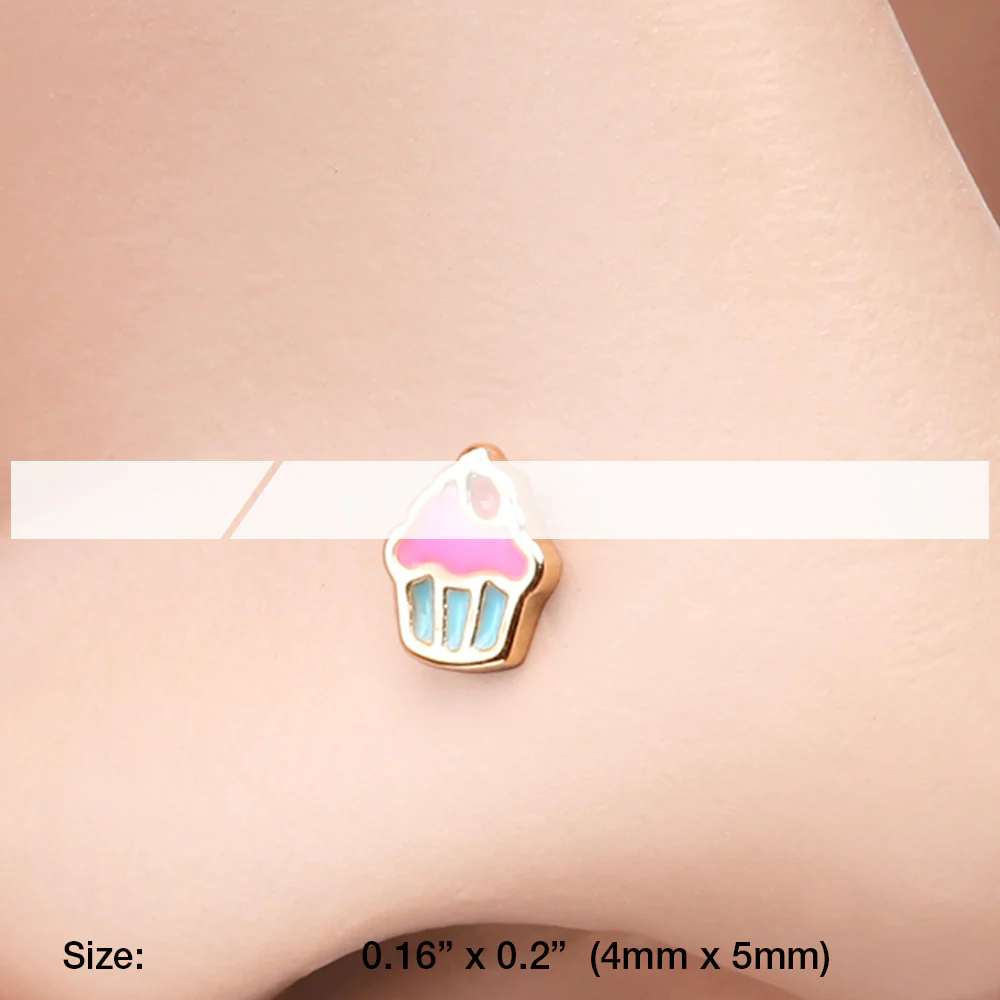 Golden Sweet Lil Cupcake L-Shaped Nose Ring - Image 3