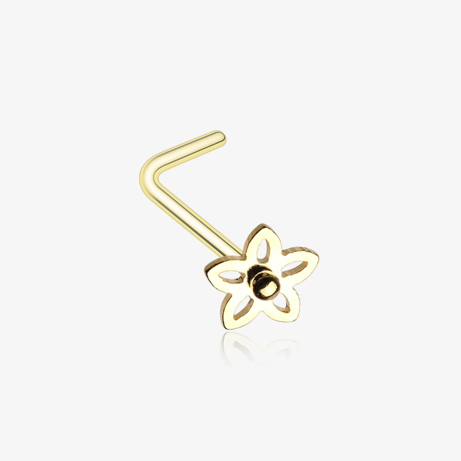 Golden Sweet Violet Flower L-Shaped Nose Ring