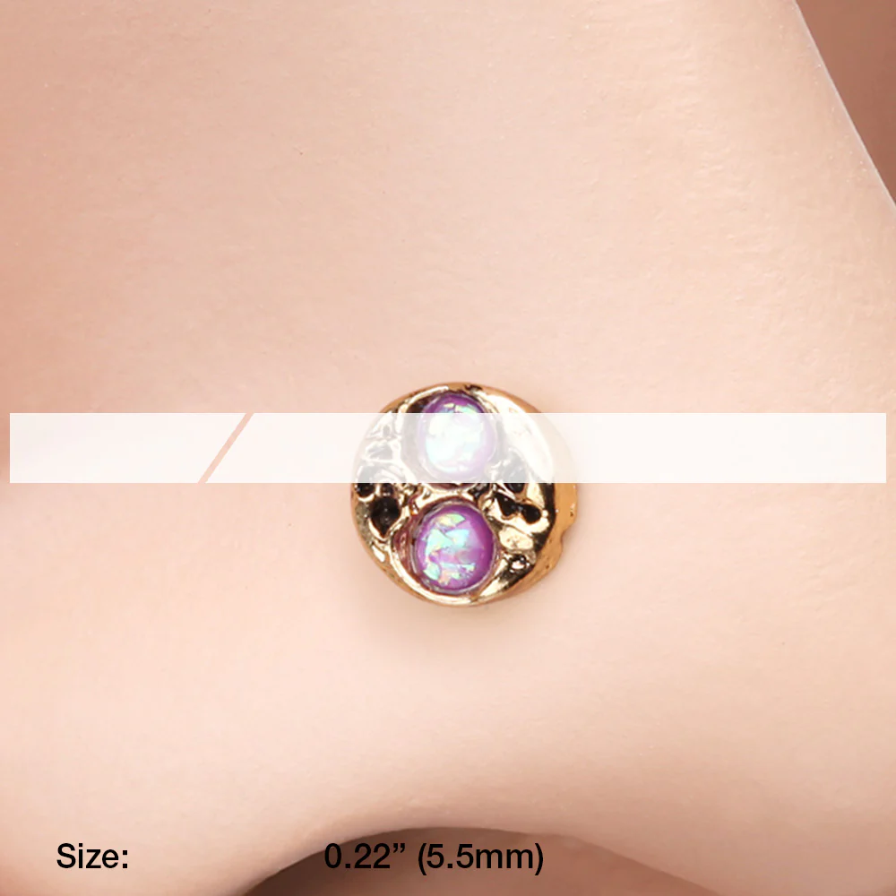 Golden Tao Filigree Opal Sparkle Nose Stud Ring - Image 3